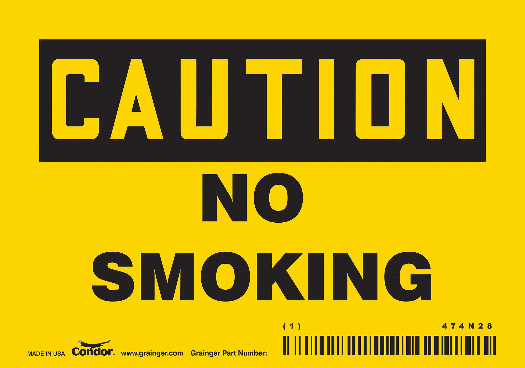 Safety Sign: Vinyl, Adhesive Sign Mounting, 3 1/2 in x 5 in Nominal Sign Size, Not Retroreflective