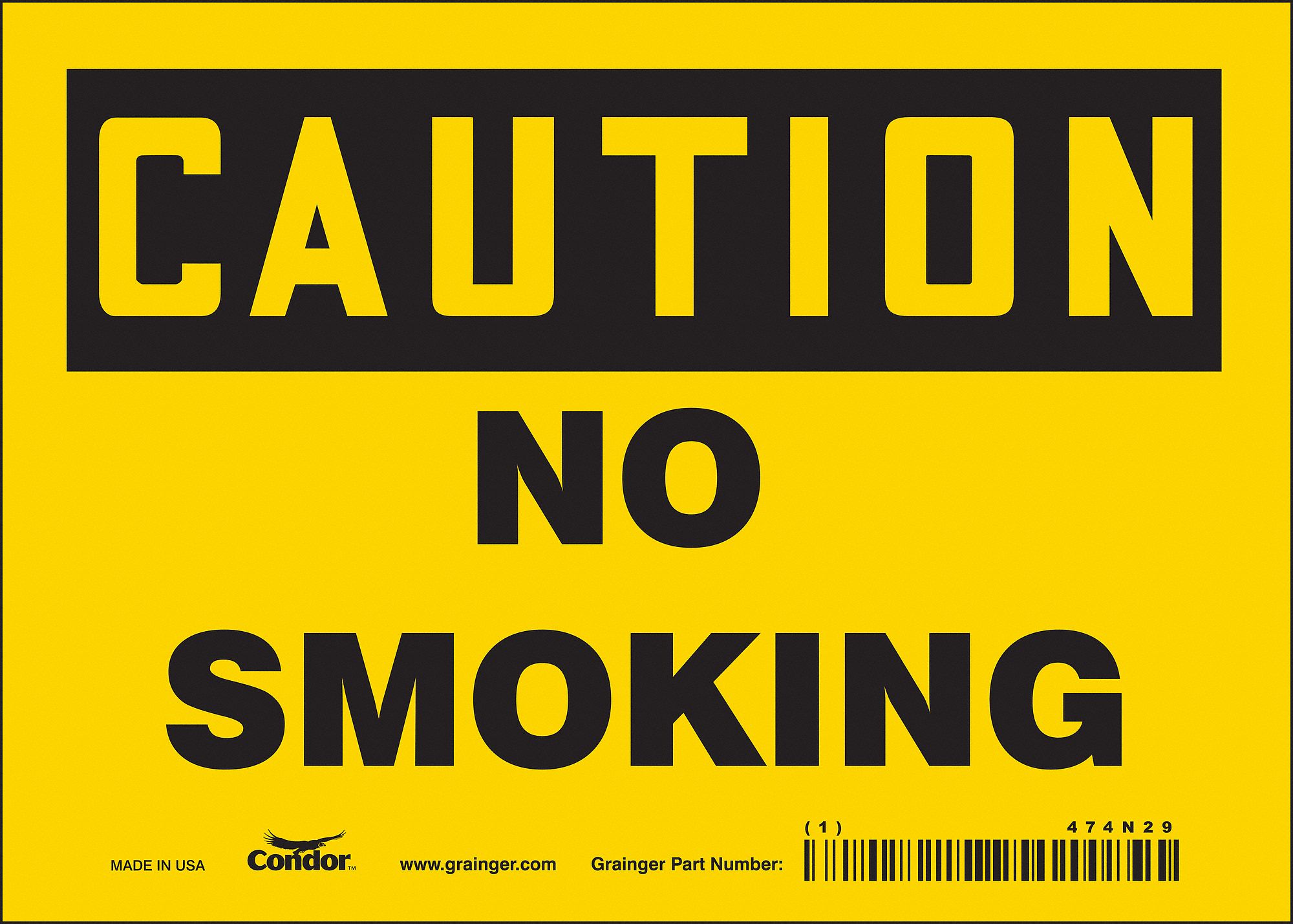 Safety Sign: Vinyl, Adhesive Sign Mounting, 5 in x 7 in Nominal Sign Size, Not Retroreflective