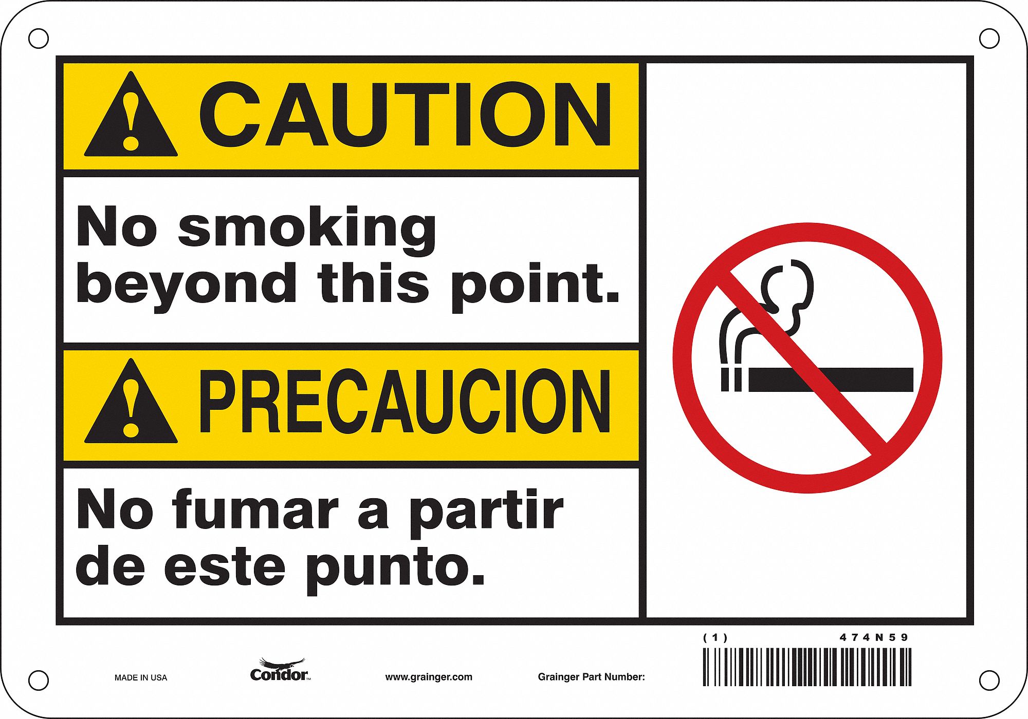 Safety Sign: Aluminum, Mounting Holes Sign Mounting, 7 in x 10 in Nominal Sign Size, 0.032 in Thick