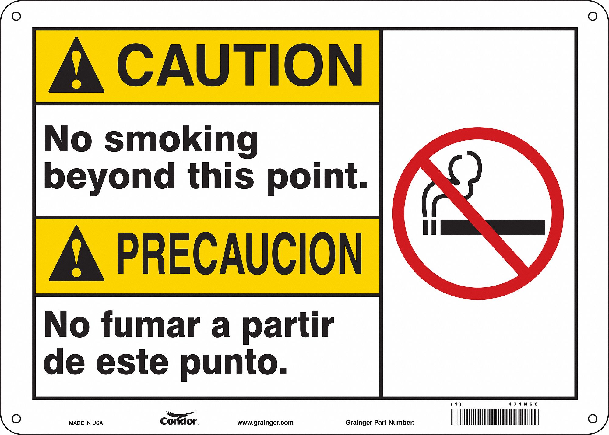 Safety Sign: Aluminum, Mounting Holes Sign Mounting, 10 in x 14 in Nominal Sign Size, 0.032 in Thick