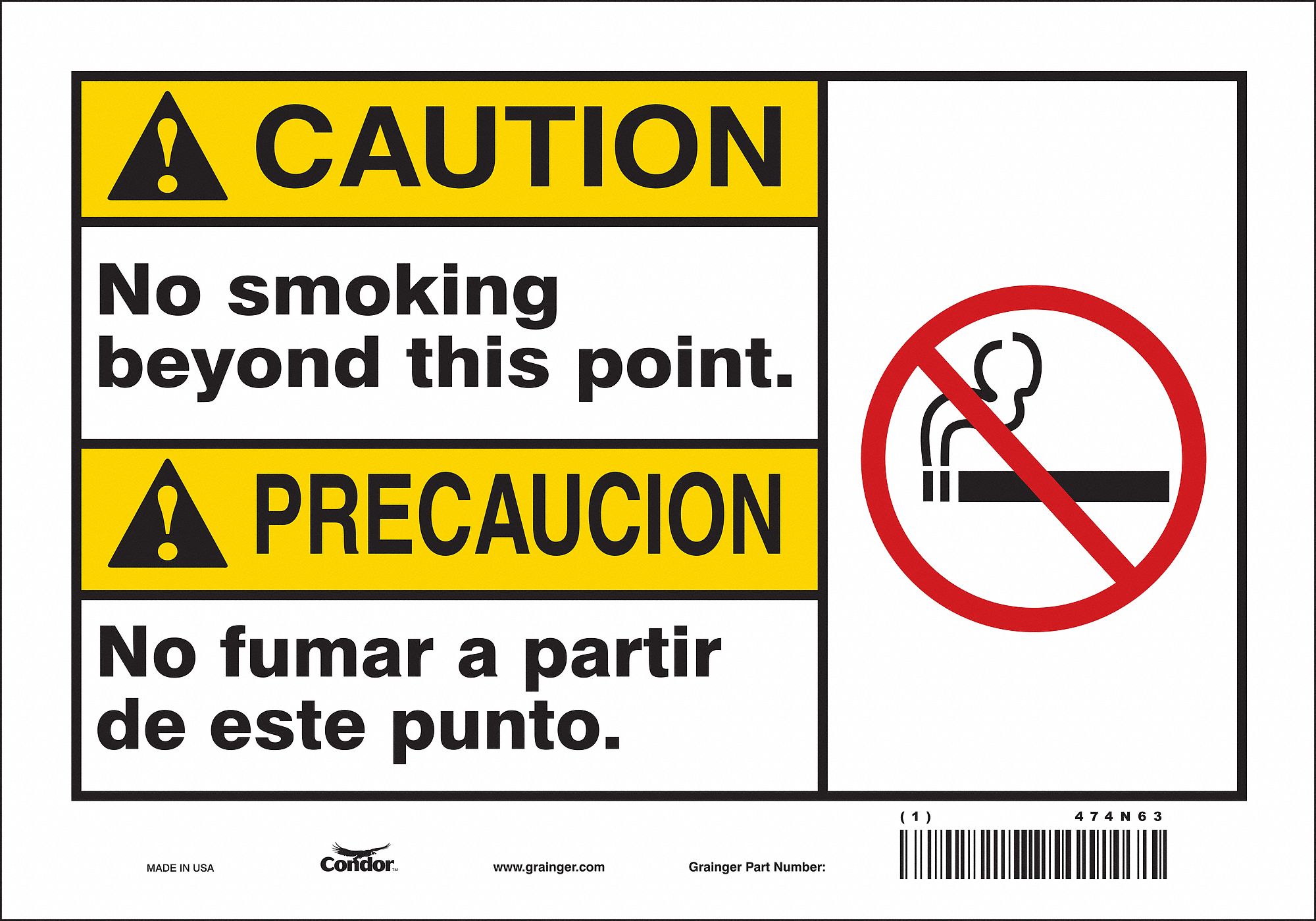 Safety Sign: Vinyl, Adhesive Sign Mounting, 7 in x 10 in Nominal Sign Size, Not Retroreflective