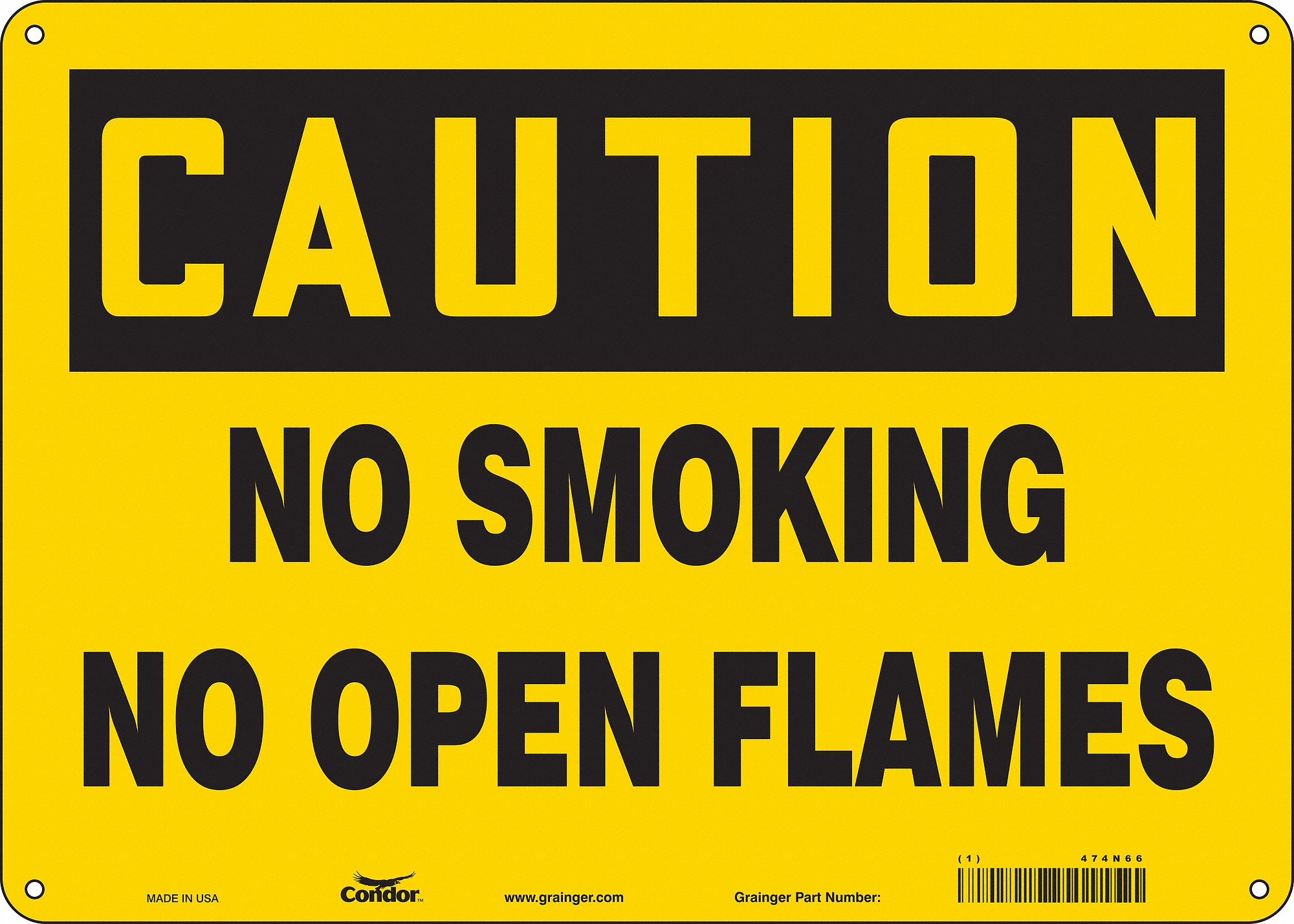 Safety Sign: Aluminum, Mounting Holes Sign Mounting, 10 in x 14 in Nominal Sign Size, 0.032 in Thick