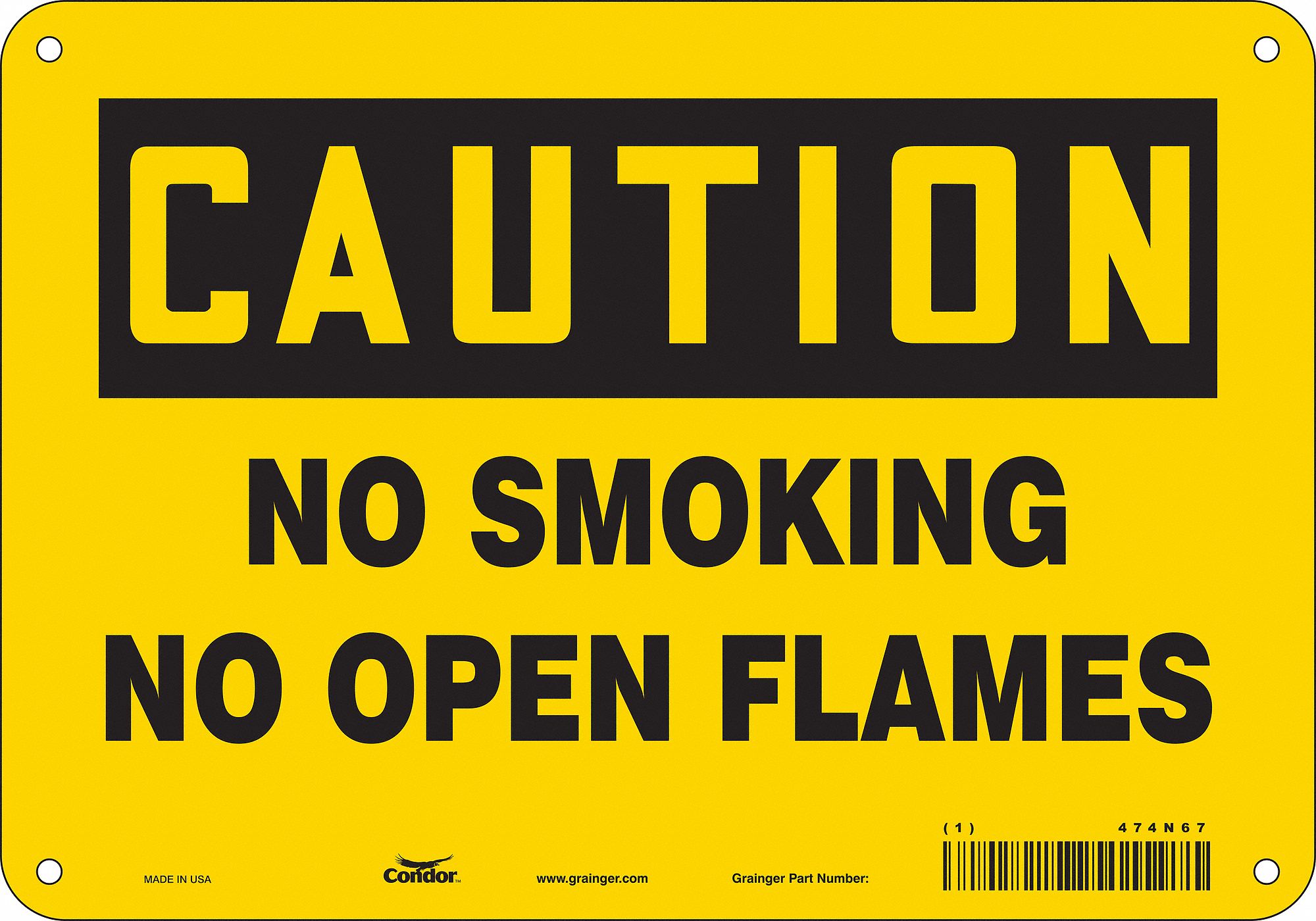 Safety Sign: Polyethylene, Mounting Holes Sign Mounting, 7 in x 10 in Nominal Sign Size
