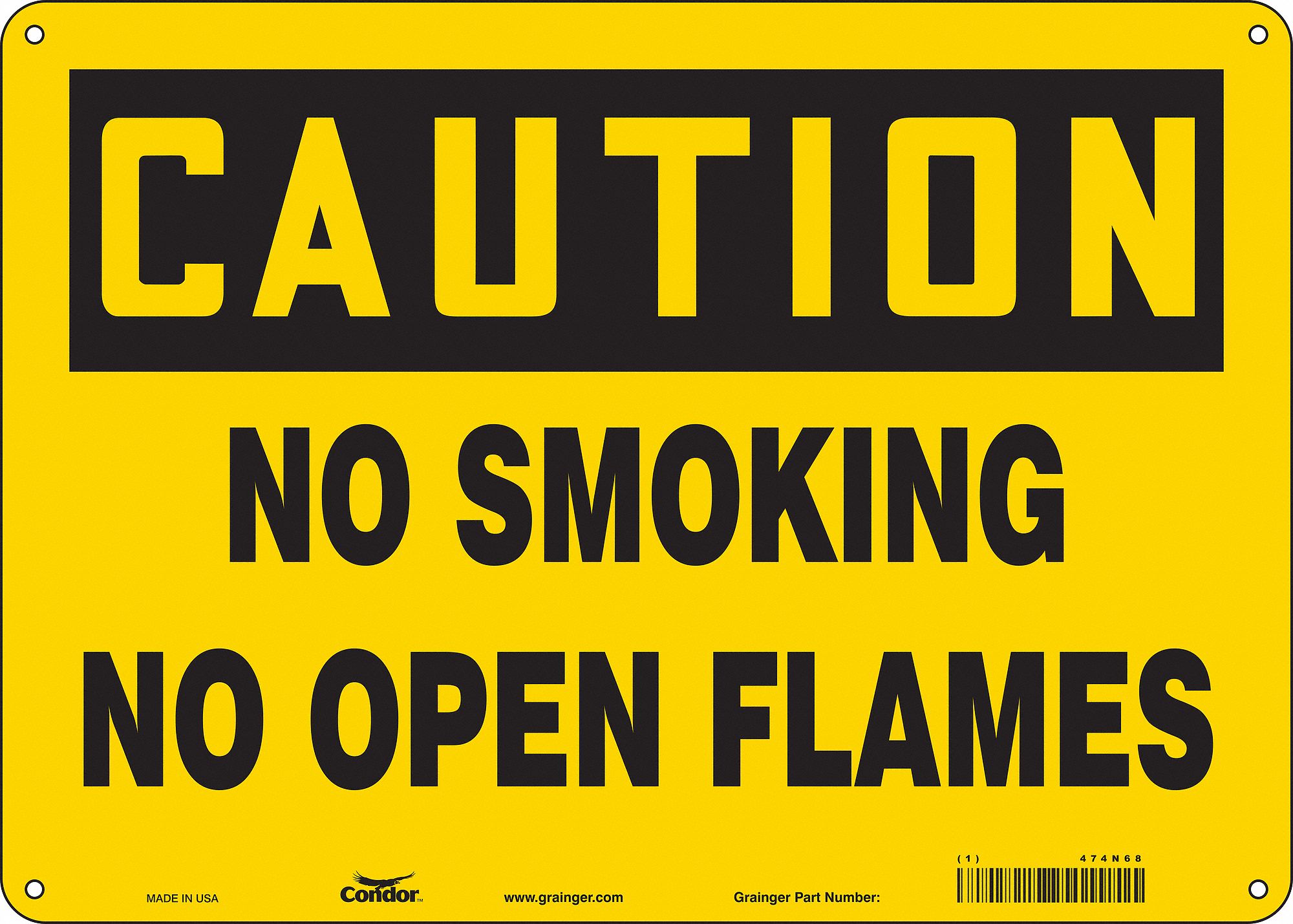 Safety Sign: Polyethylene, Mounting Holes Sign Mounting, 10 in x 14 in Nominal Sign Size