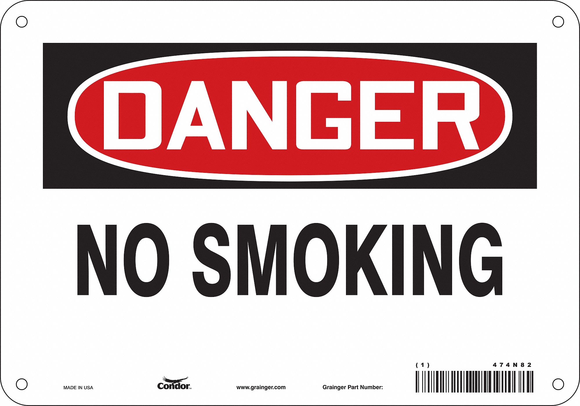 Safety Sign, 7 in x 10 in, Fiberglass