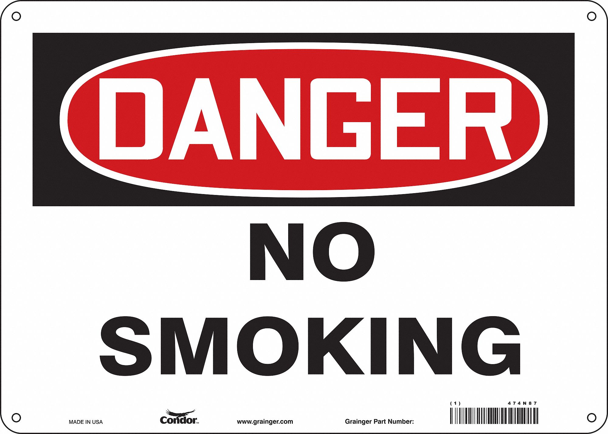 Safety Sign: Polyethylene, Mounting Holes Sign Mounting, 10 in x 14 in Nominal Sign Size