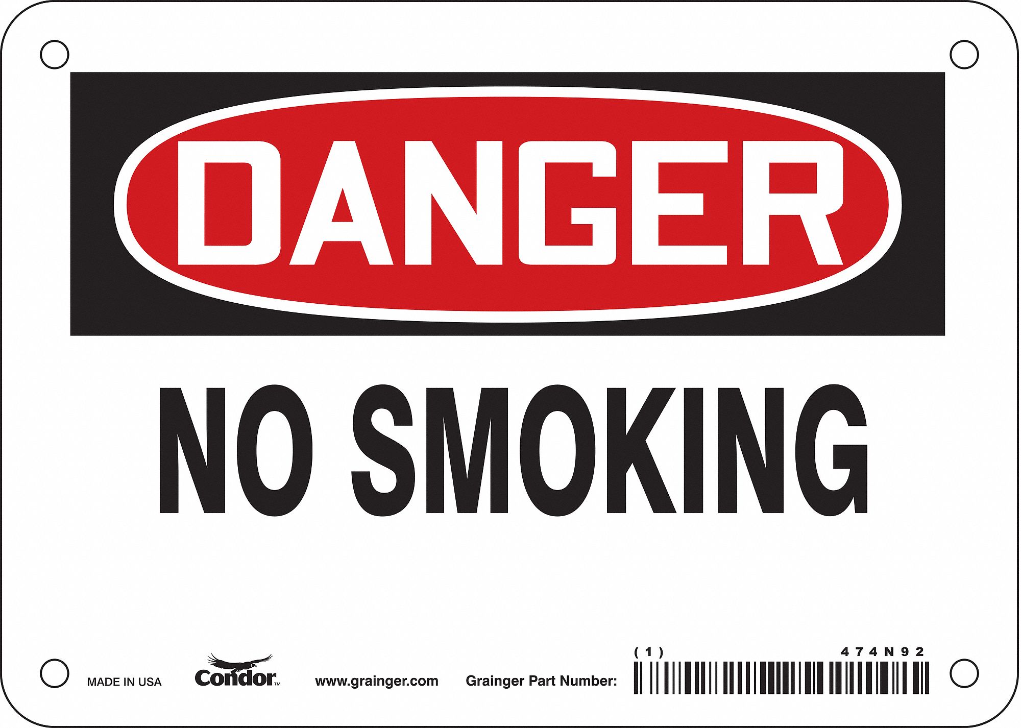 Safety Sign: Vinyl, Adhesive Sign Mounting, 5 in x 7 in Nominal Sign Size, Not Retroreflective