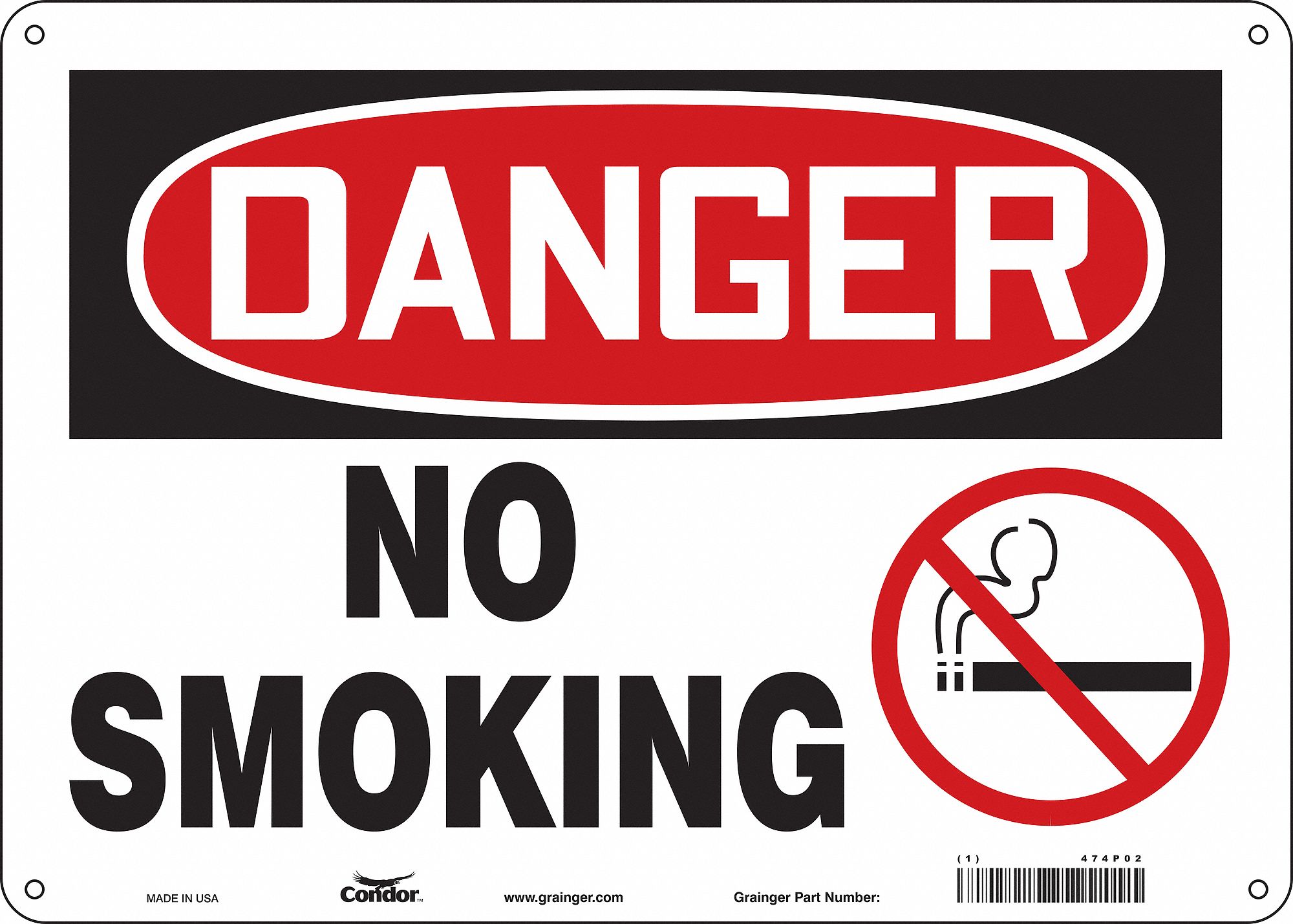 Safety Sign: Polyethylene, Mounting Holes Sign Mounting, 10 in x 14 in Nominal Sign Size