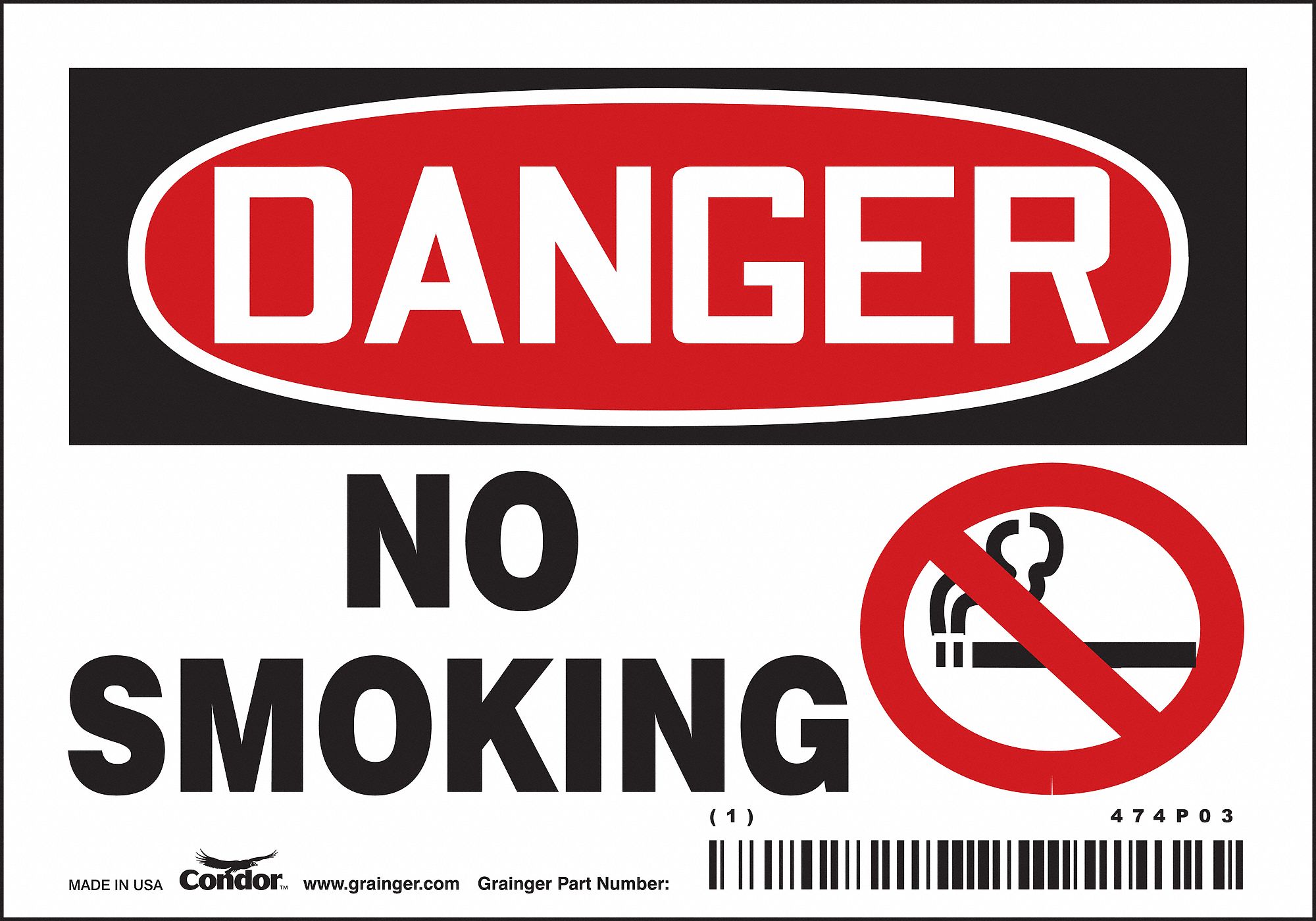 Safety Sign: Vinyl, Adhesive Sign Mounting, 3 1/2 in x 5 in Nominal Sign Size, Not Retroreflective