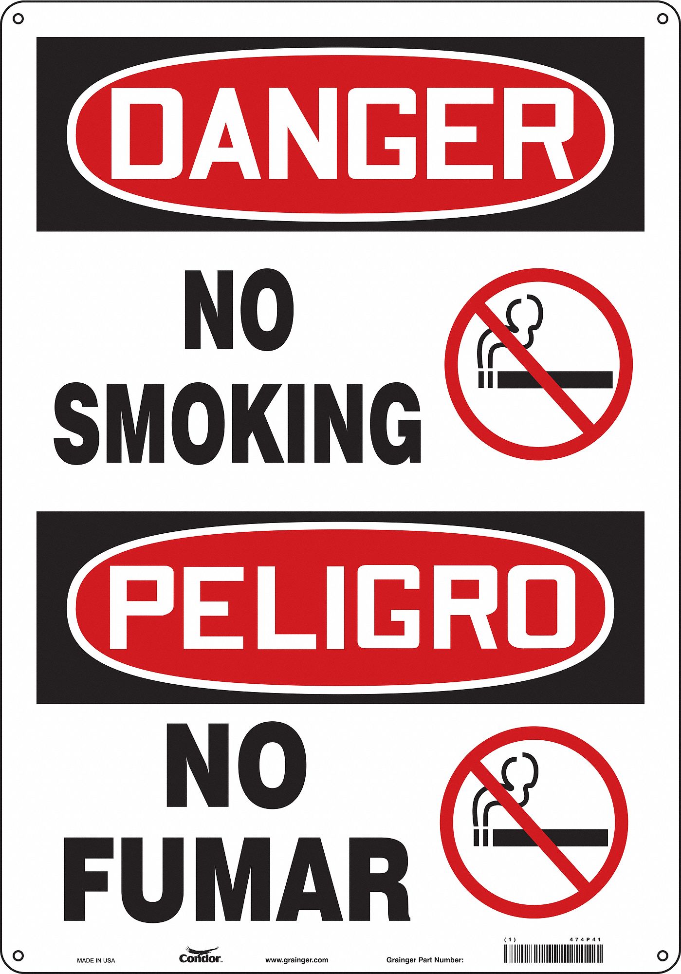 Safety Sign, 20 in x 14 in, Fiberglass