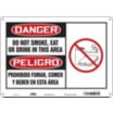Danger/Peligro: Do Not Smoke, Eat Or Drink In This Area/Prohibido Fumar, Comer Y Beber En Esta Area Signs
