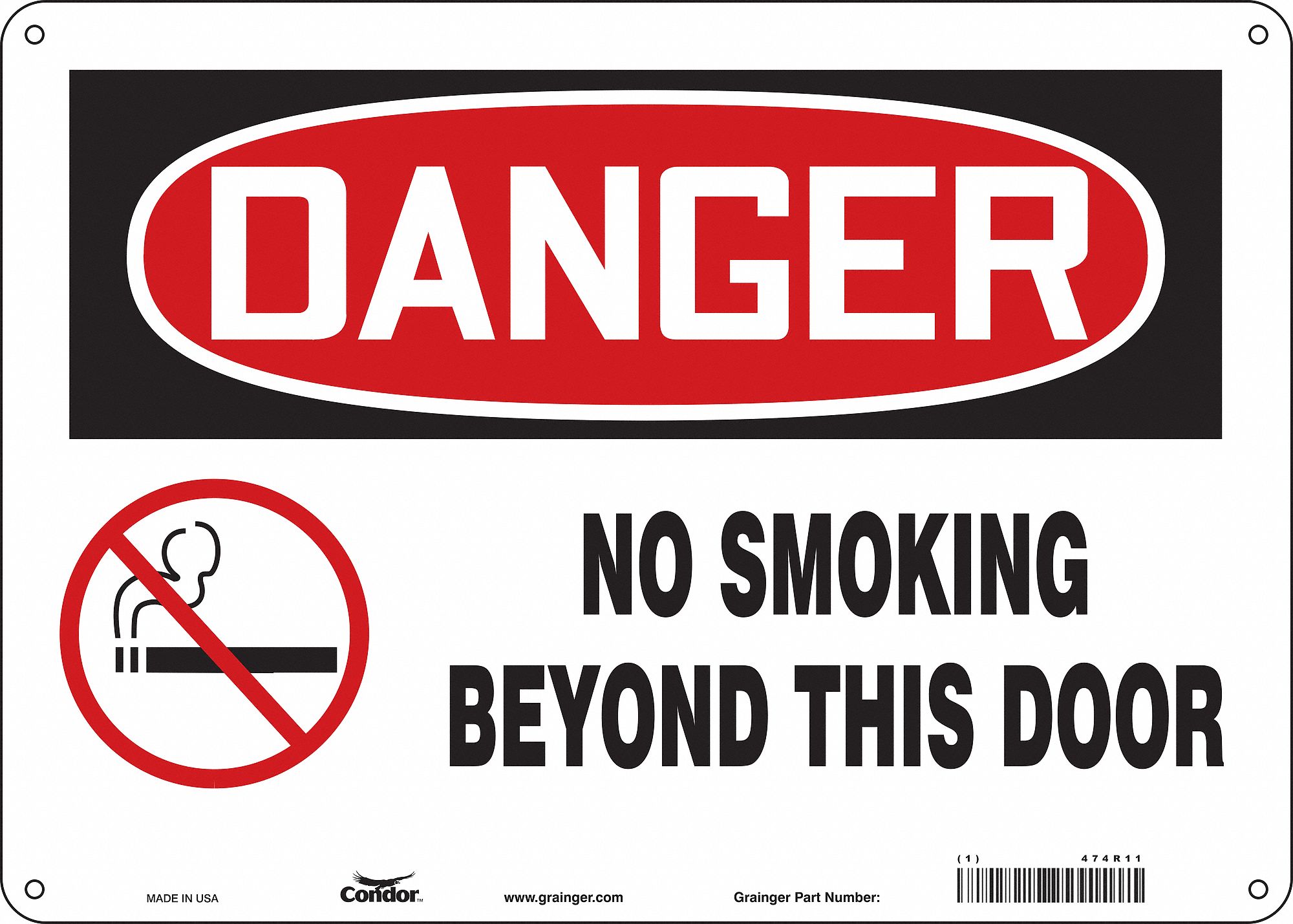 Safety Sign: Polyethylene, Mounting Holes Sign Mounting, 10 in x 14 in Nominal Sign Size