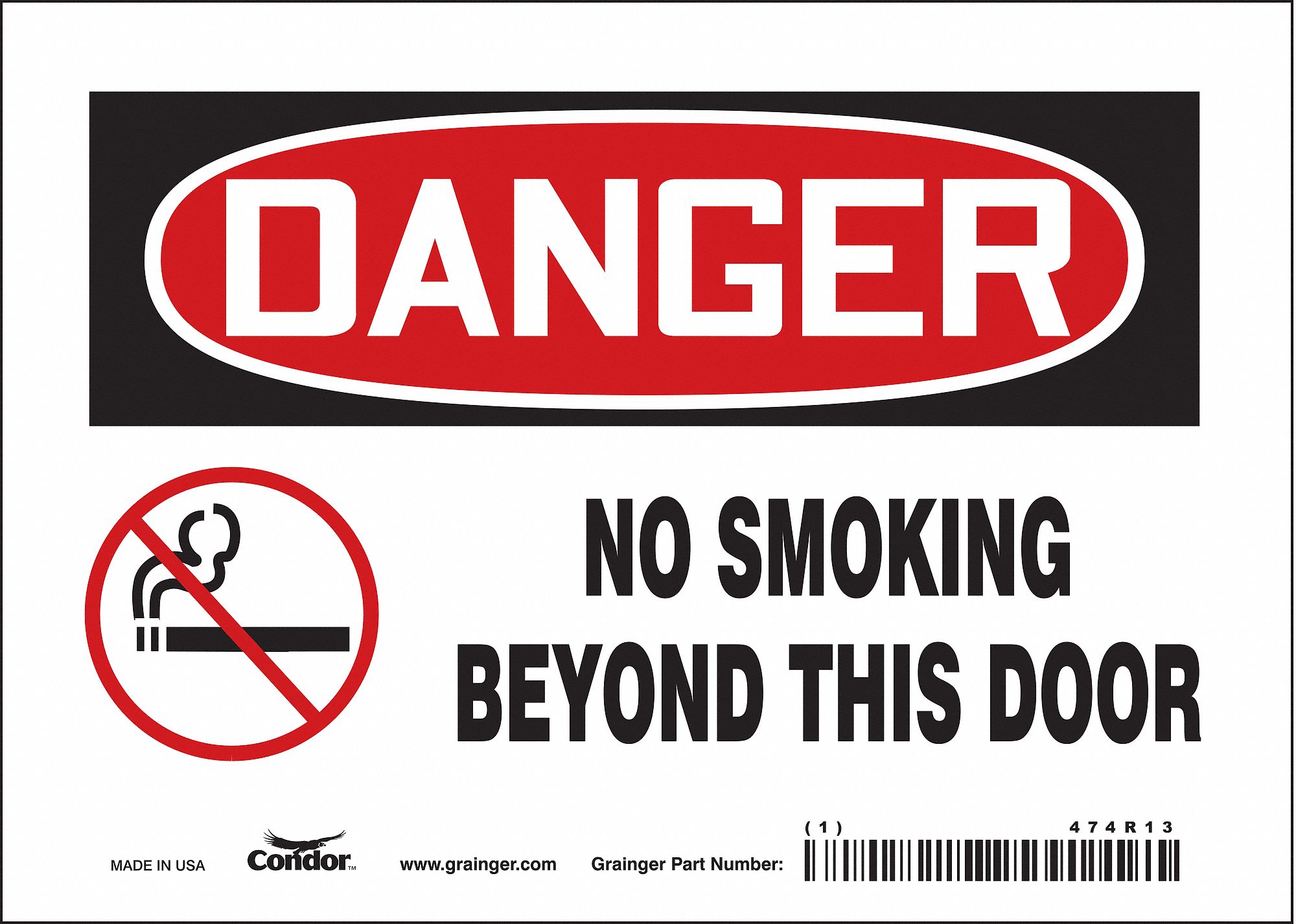 Safety Sign: Vinyl, Adhesive Sign Mounting, 5 in x 7 in Nominal Sign Size, Not Retroreflective