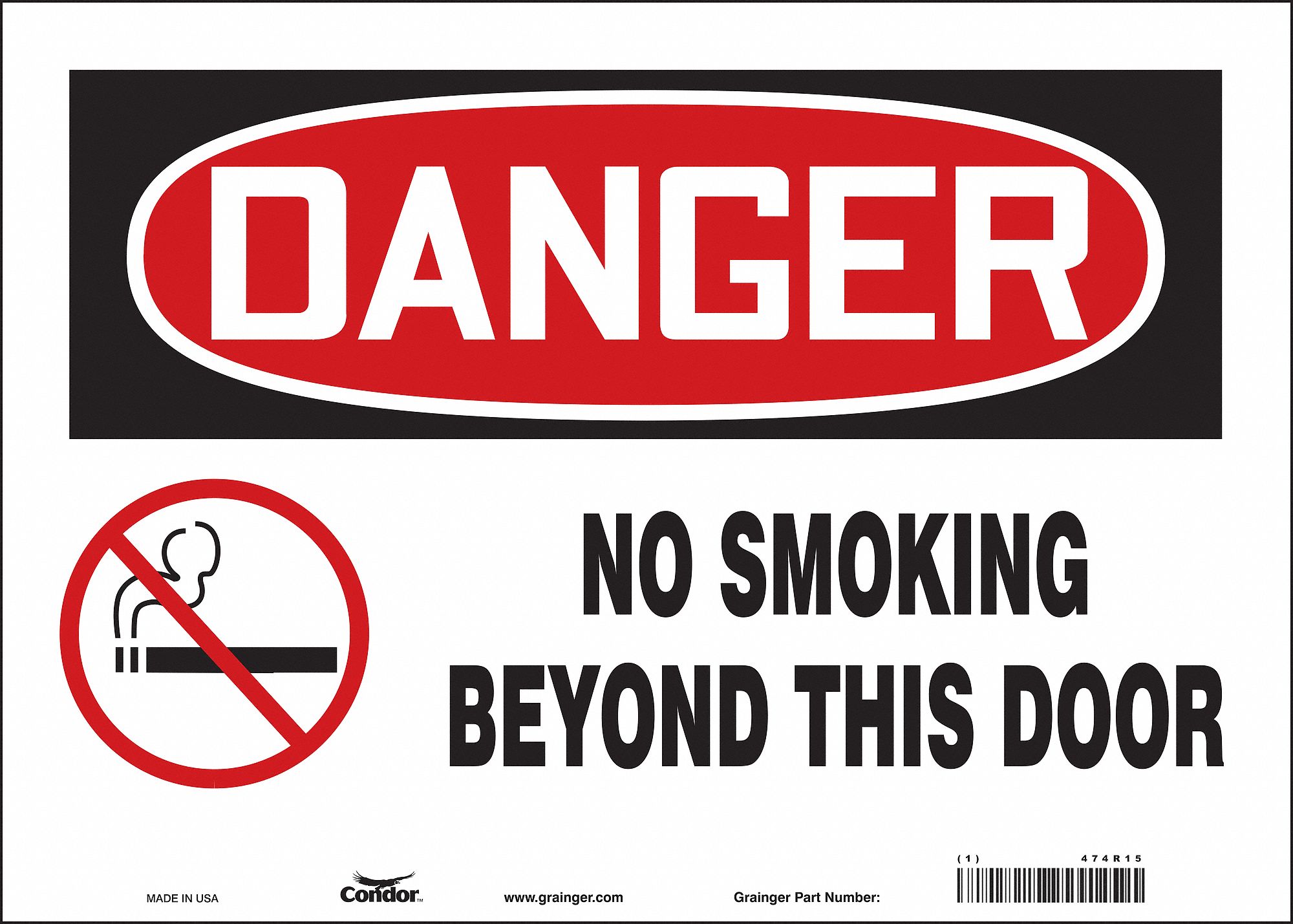 Safety Sign: Vinyl, Adhesive Sign Mounting, 10 in x 14 in Nominal Sign Size, Not Retroreflective