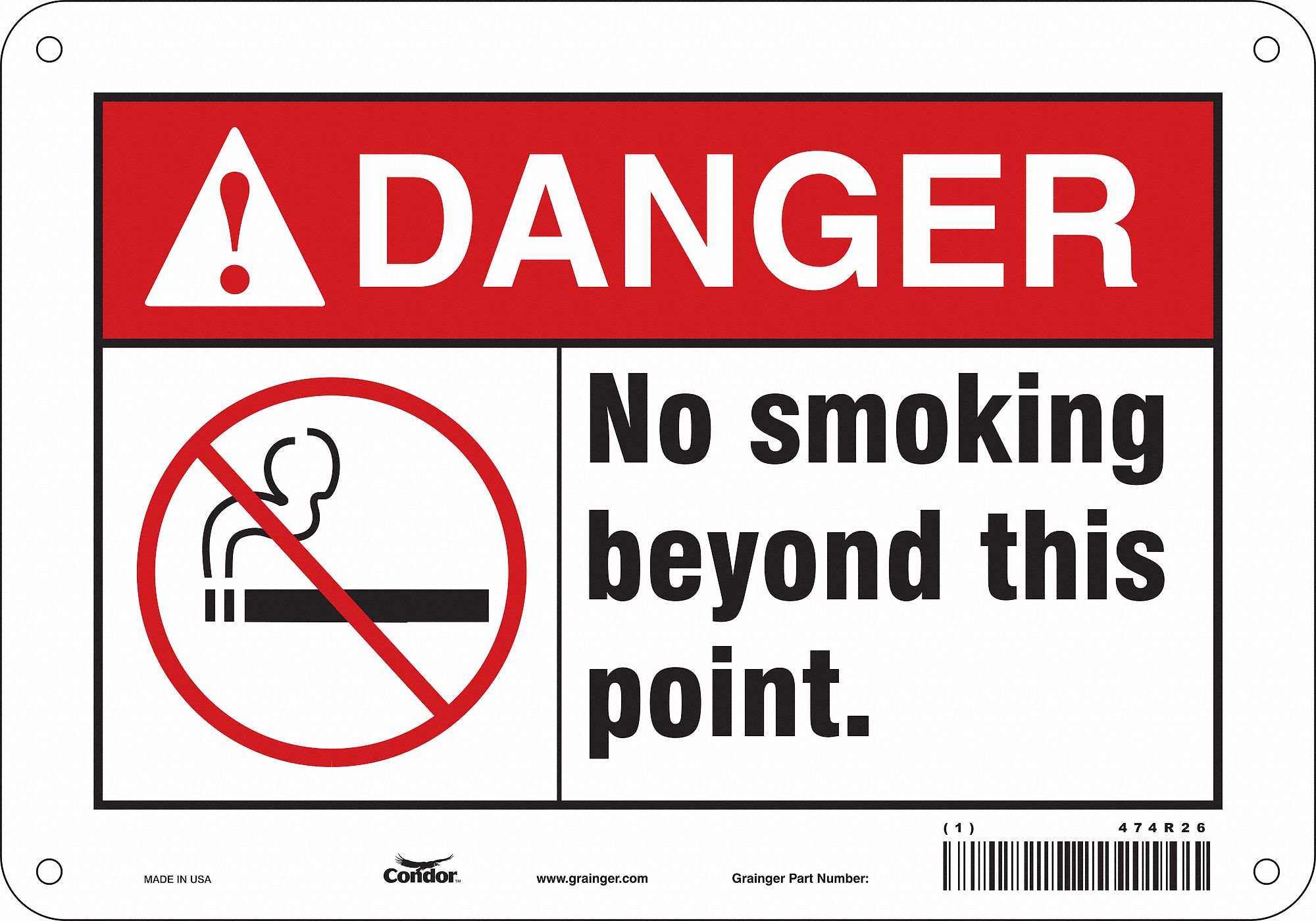 Safety Sign: Polyethylene, Mounting Holes Sign Mounting, 7 in x 10 in Nominal Sign Size
