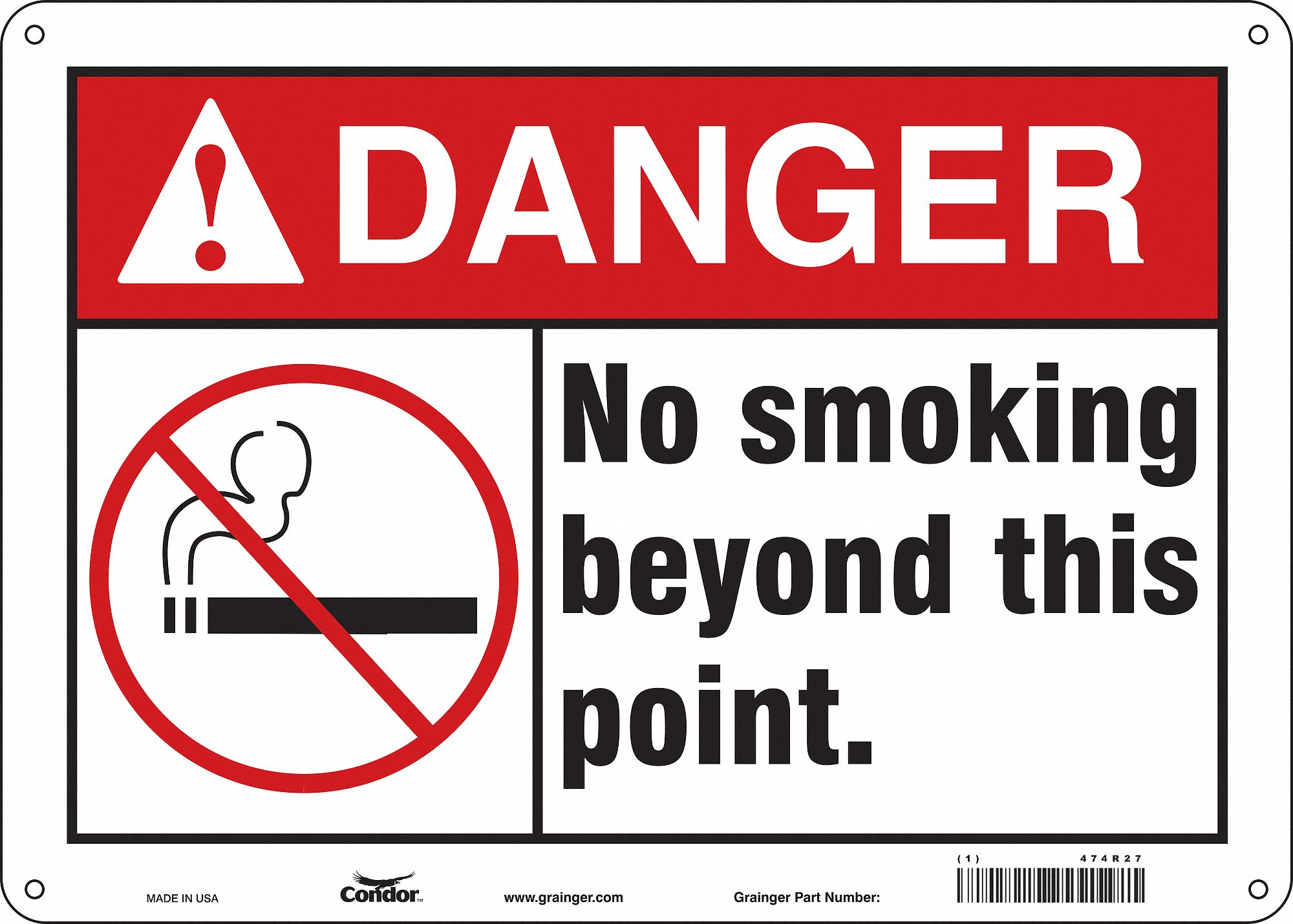 Safety Sign: Polyethylene, Mounting Holes Sign Mounting, 10 in x 14 in Nominal Sign Size
