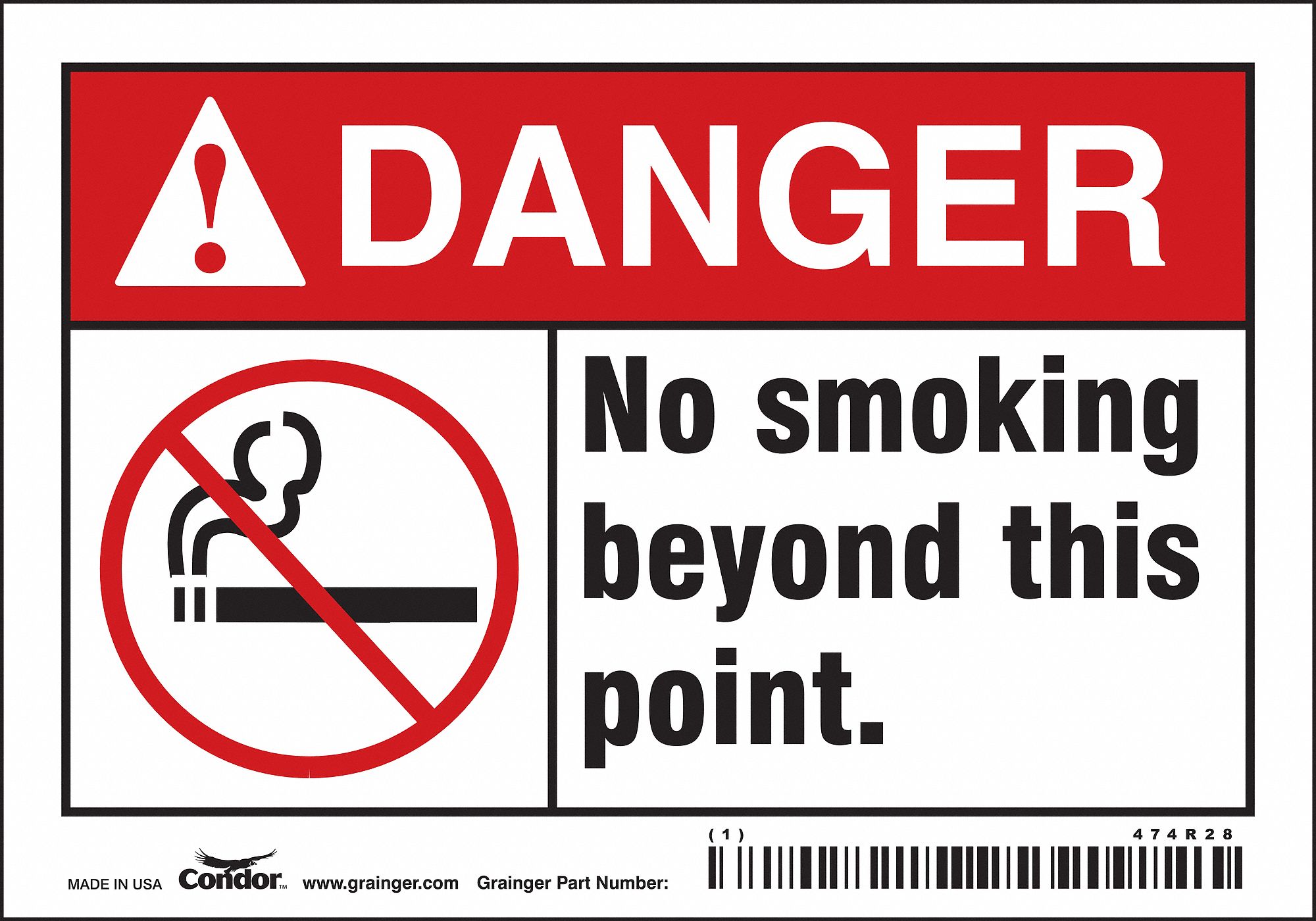Safety Sign: Vinyl, Adhesive Sign Mounting, 3 1/2 in x 5 in Nominal Sign Size, Not Retroreflective