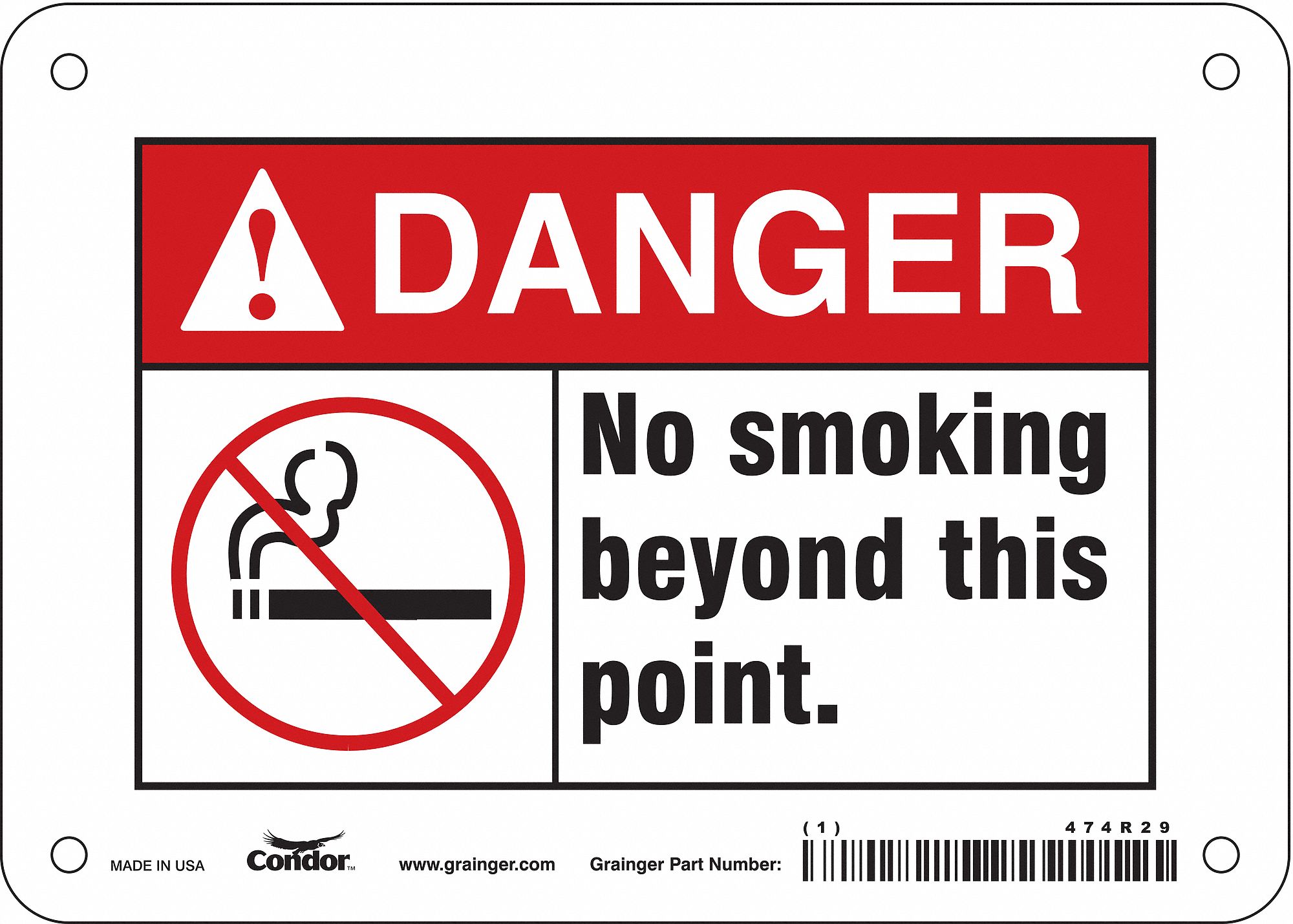 Safety Sign: Vinyl, Adhesive Sign Mounting, 5 in x 7 in Nominal Sign Size, Not Retroreflective