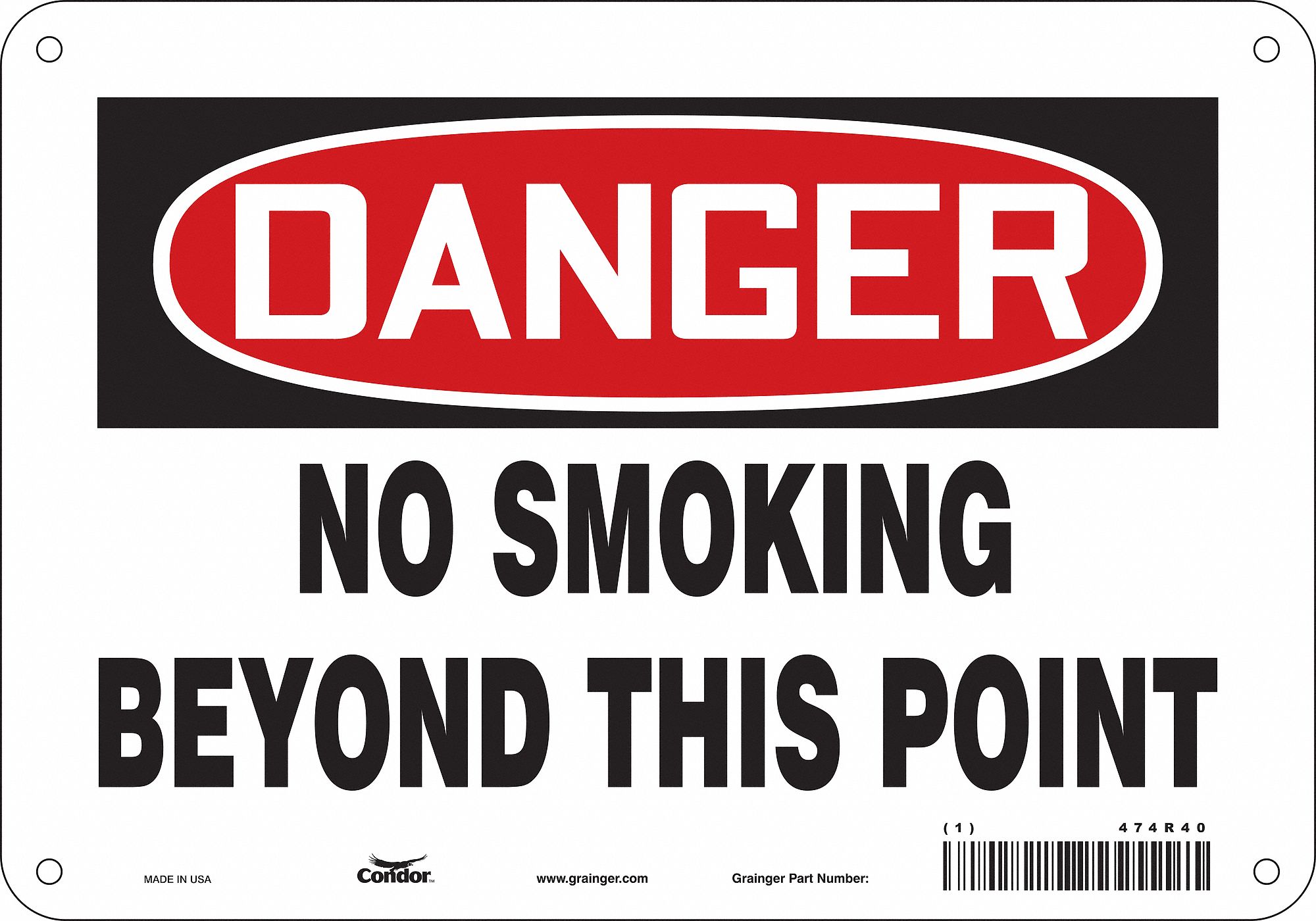 Safety Sign: Aluminum, Mounting Holes Sign Mounting, 7 in x 10 in Nominal Sign Size, 0.032 in Thick