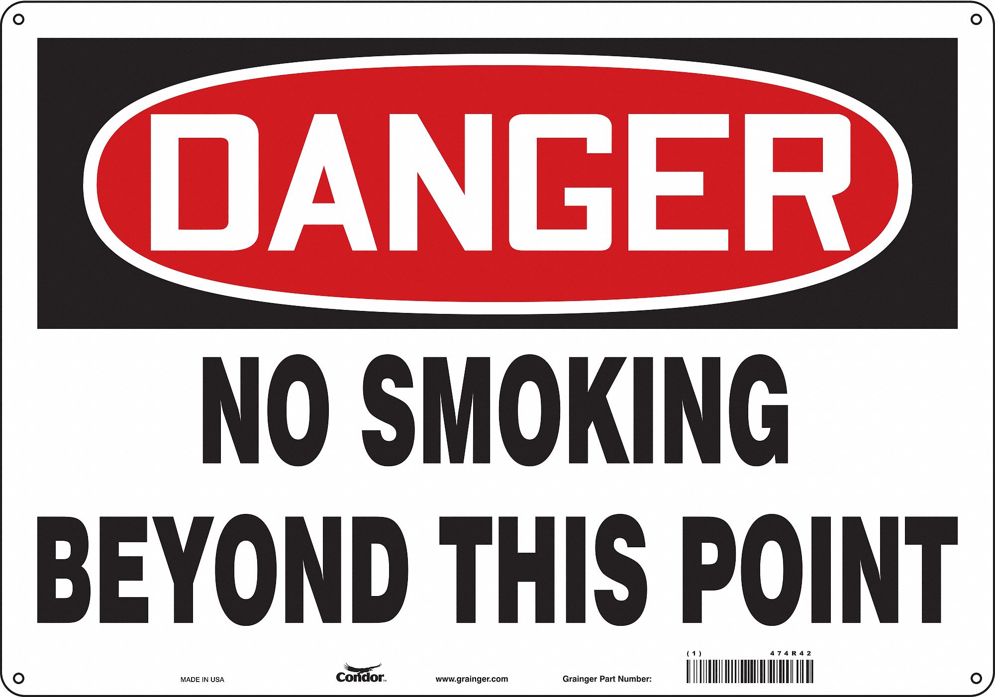 Safety Sign: Aluminum, Mounting Holes Sign Mounting, 14 in x 20 in Nominal Sign Size, 0.032 in Thick