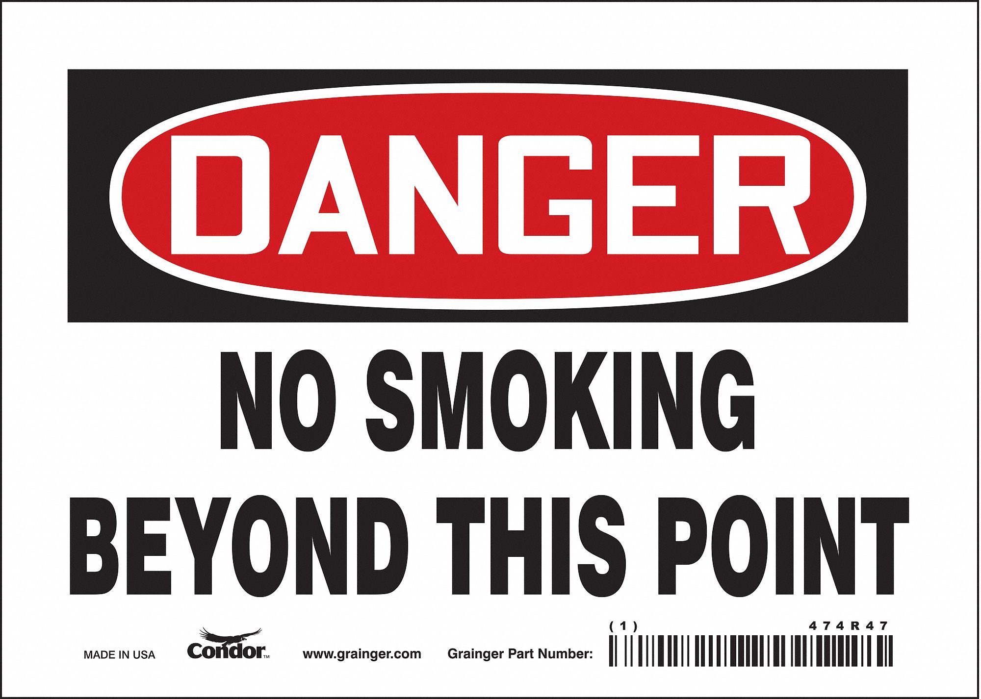 Safety Sign: Vinyl, Adhesive Sign Mounting, 5 in x 7 in Nominal Sign Size, Not Retroreflective