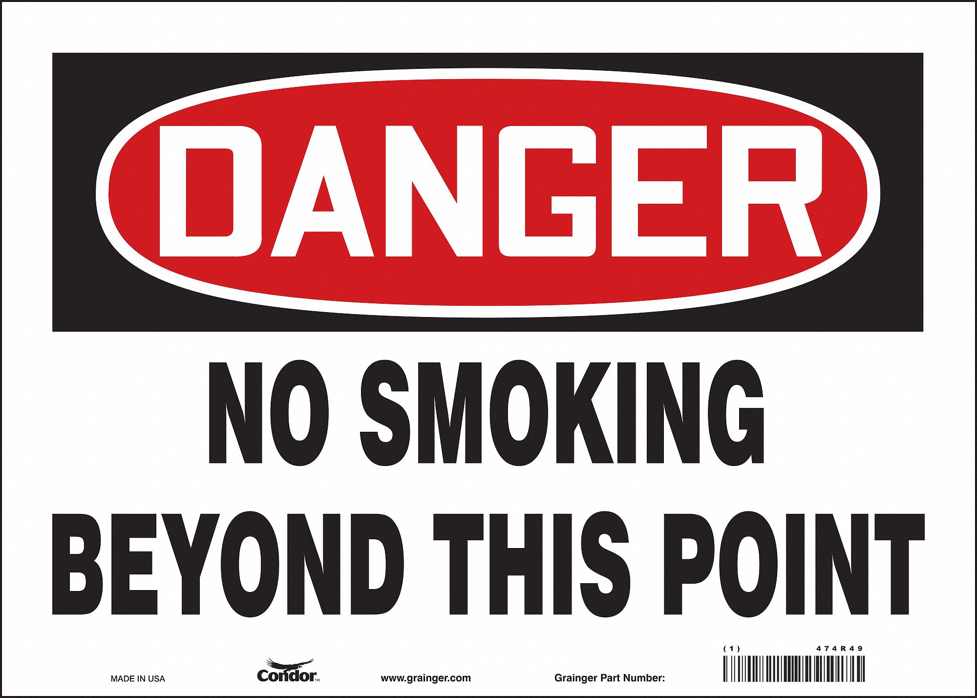Safety Sign: Vinyl, Adhesive Sign Mounting, 10 in x 14 in Nominal Sign Size, Not Retroreflective