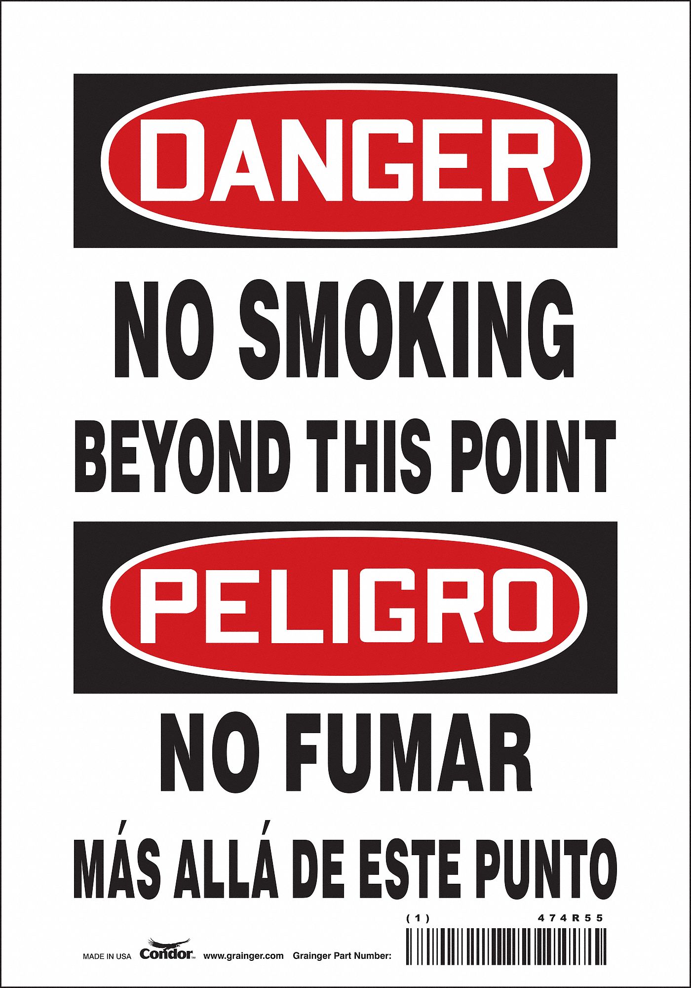 Safety Sign: Vinyl, Adhesive Sign Mounting, 10 in x 7 in Nominal Sign Size, Not Retroreflective