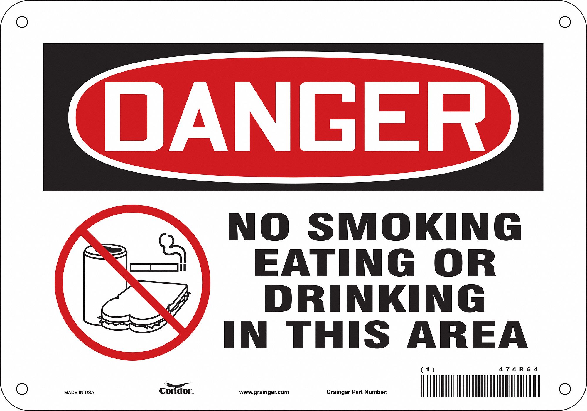 Safety Sign: Aluminum, Mounting Holes Sign Mounting, 7 in x 10 in Nominal Sign Size, 0.032 in Thick