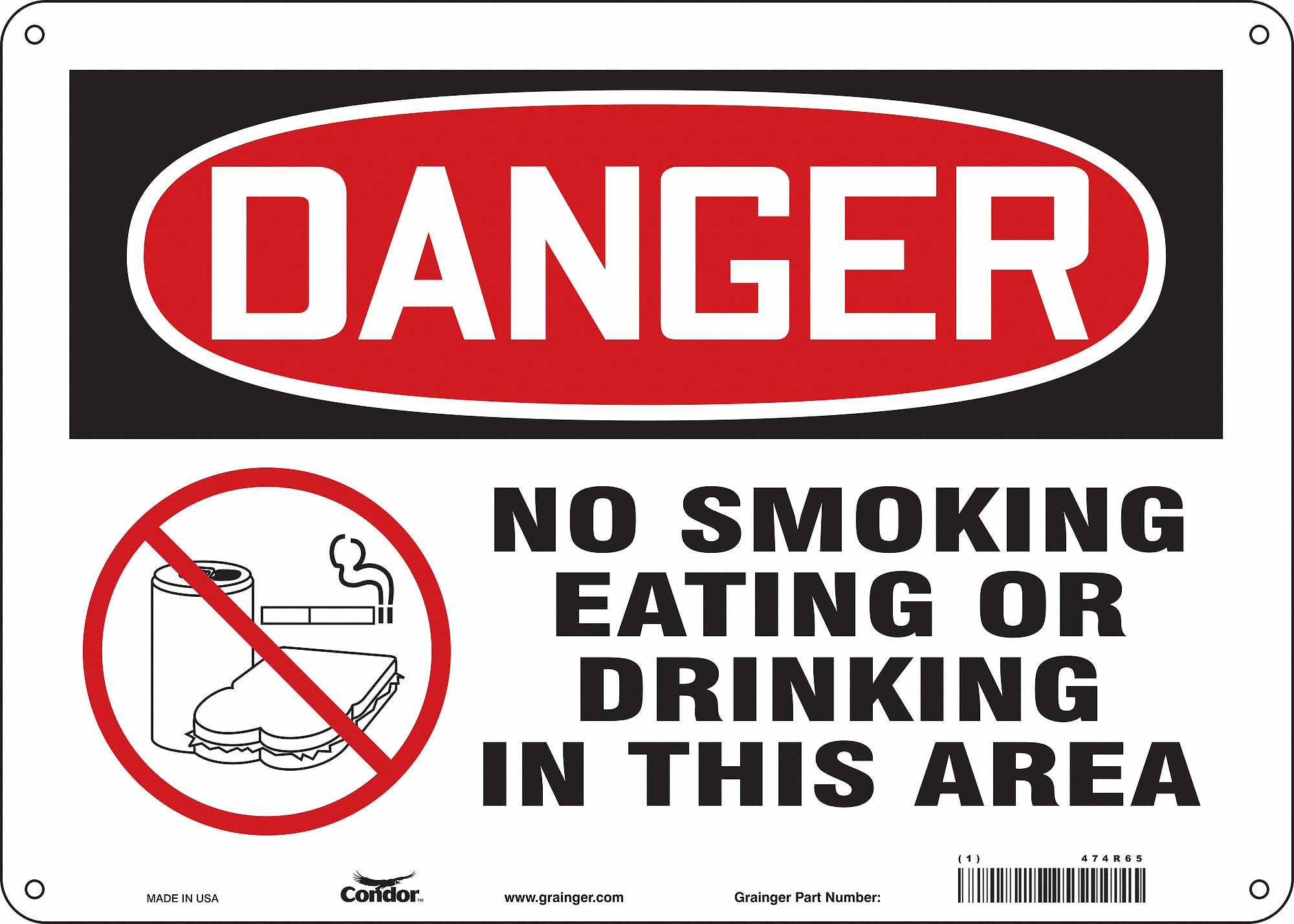 Safety Sign: Aluminum, Mounting Holes Sign Mounting, 10 in x 14 in Nominal Sign Size, 0.032 in Thick