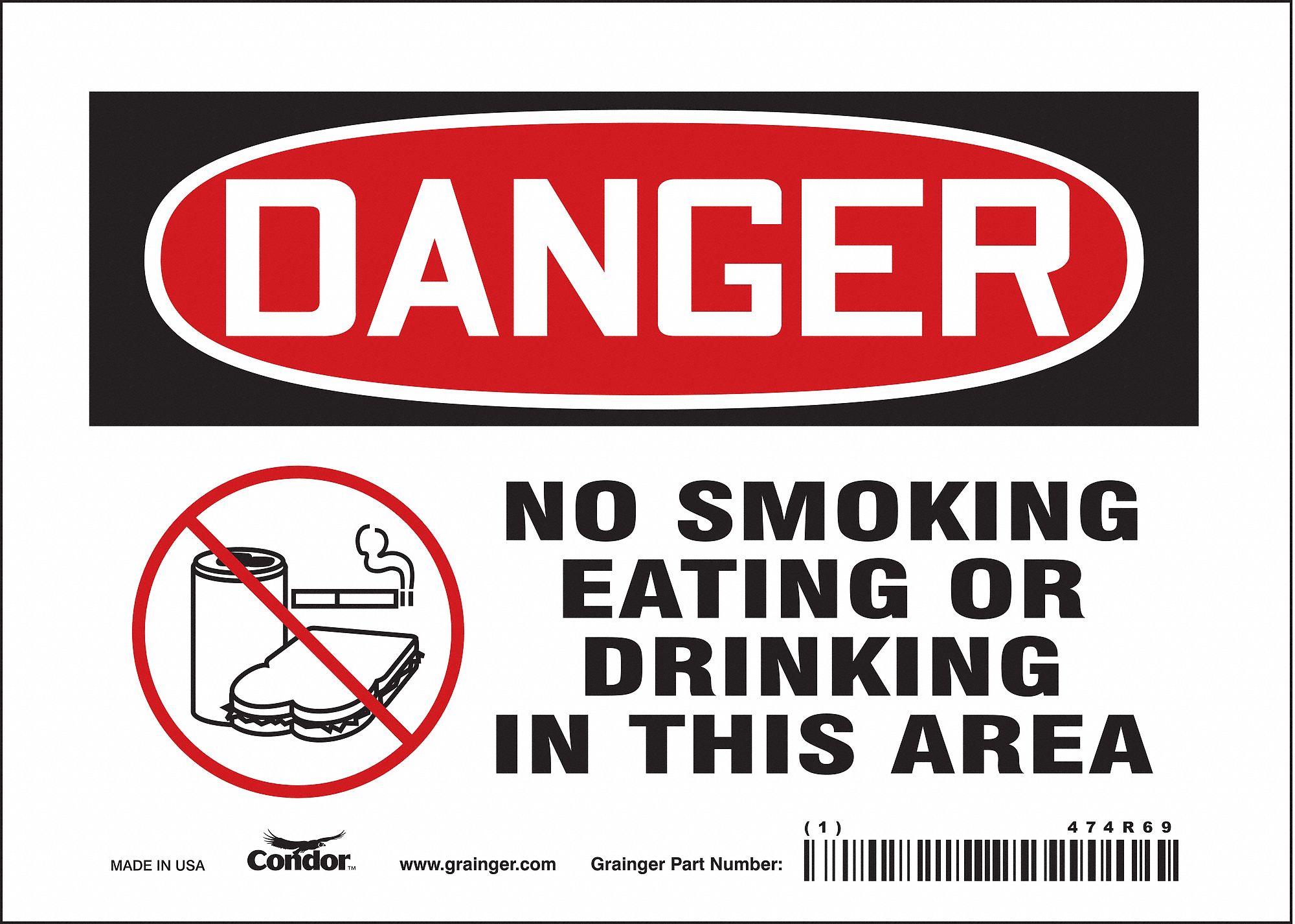 Safety Sign: Vinyl, Adhesive Sign Mounting, 5 in x 7 in Nominal Sign Size, Not Retroreflective