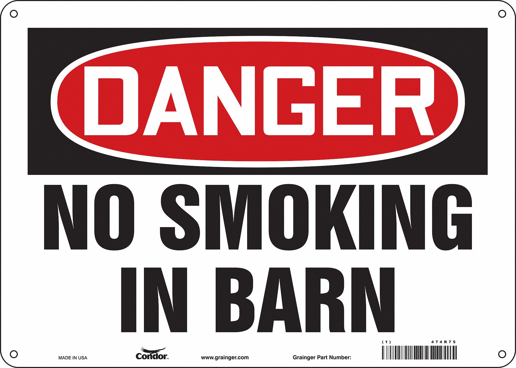 Safety Sign: Polyethylene, Mounting Holes Sign Mounting, 10 in x 14 in Nominal Sign Size
