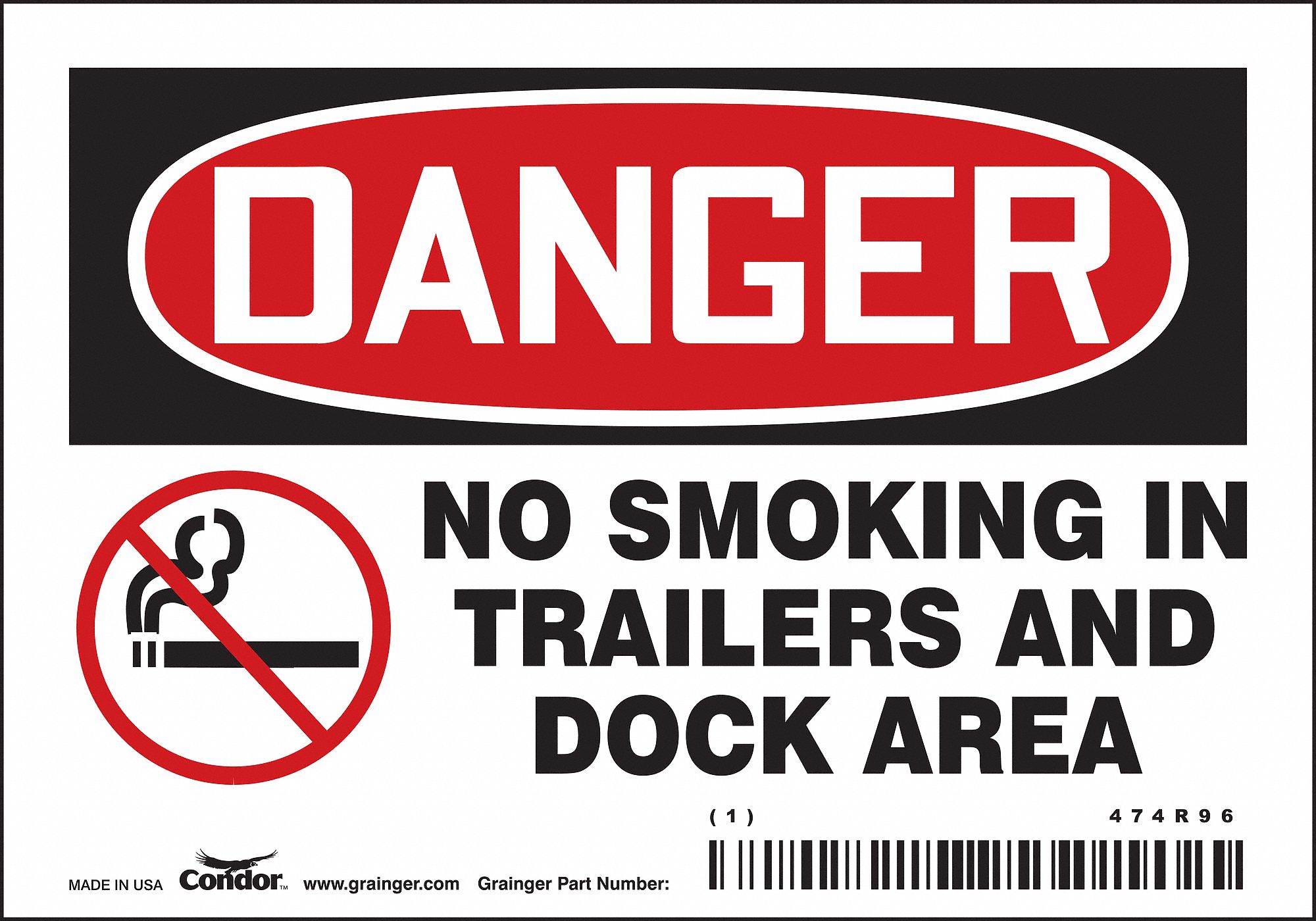 Safety Sign: Vinyl, Adhesive Sign Mounting, 3 1/2 in x 5 in Nominal Sign Size, Not Retroreflective