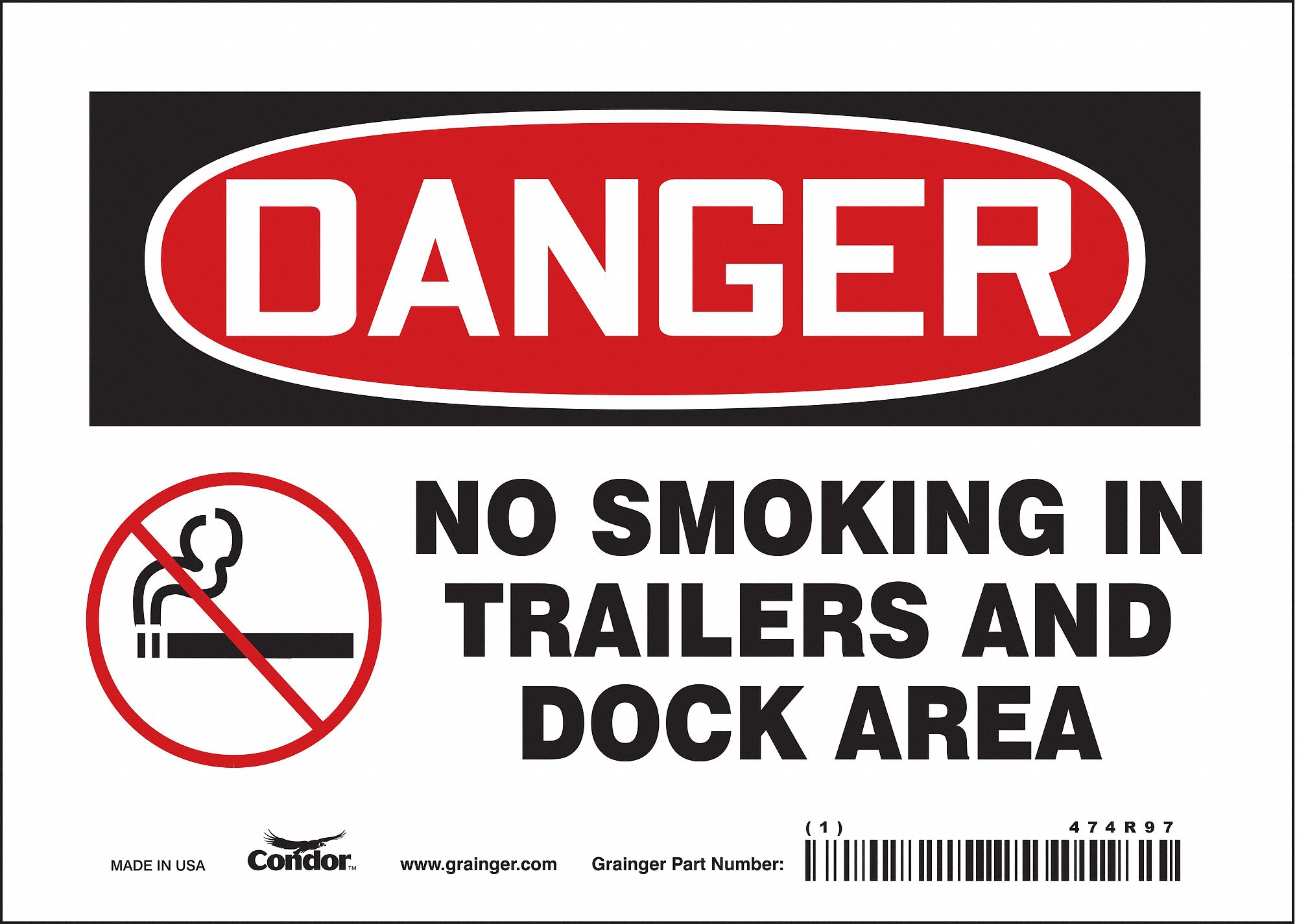 Safety Sign: Vinyl, Adhesive Sign Mounting, 5 in x 7 in Nominal Sign Size, Not Retroreflective
