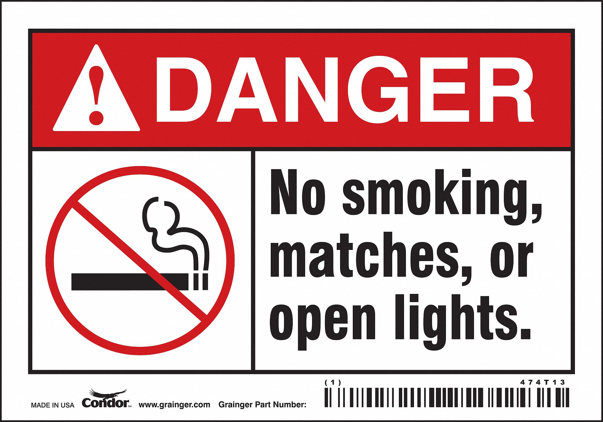 Safety Sign: Vinyl, Adhesive Sign Mounting, 3 1/2 in x 5 in Nominal Sign Size, Not Retroreflective