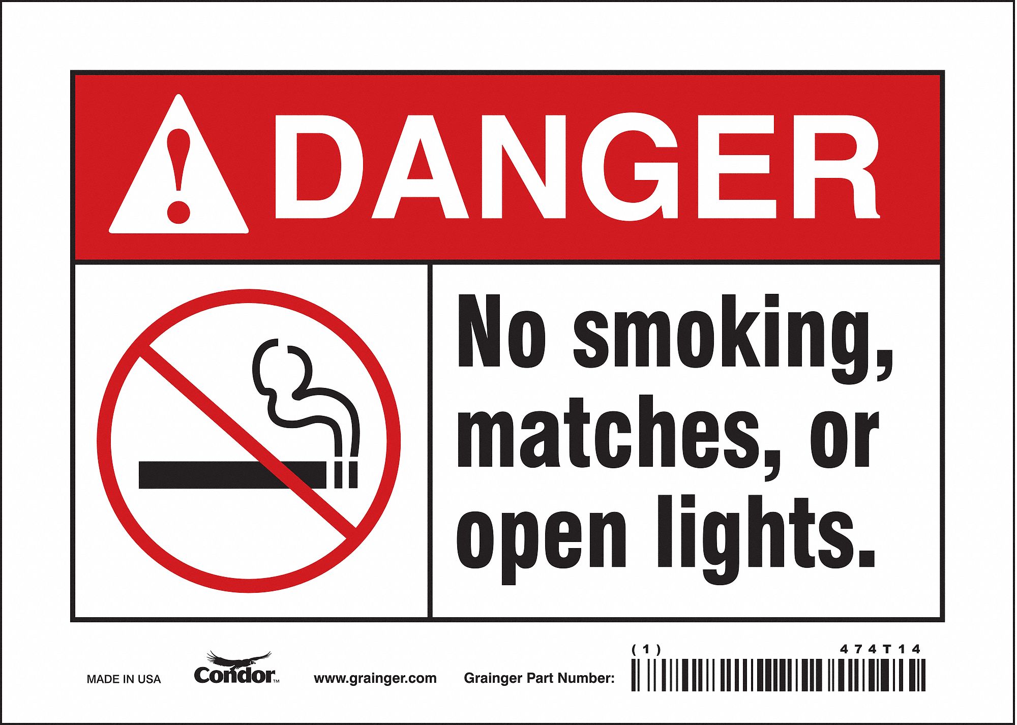 Safety Sign: Vinyl, Adhesive Sign Mounting, 5 in x 7 in Nominal Sign Size, Not Retroreflective