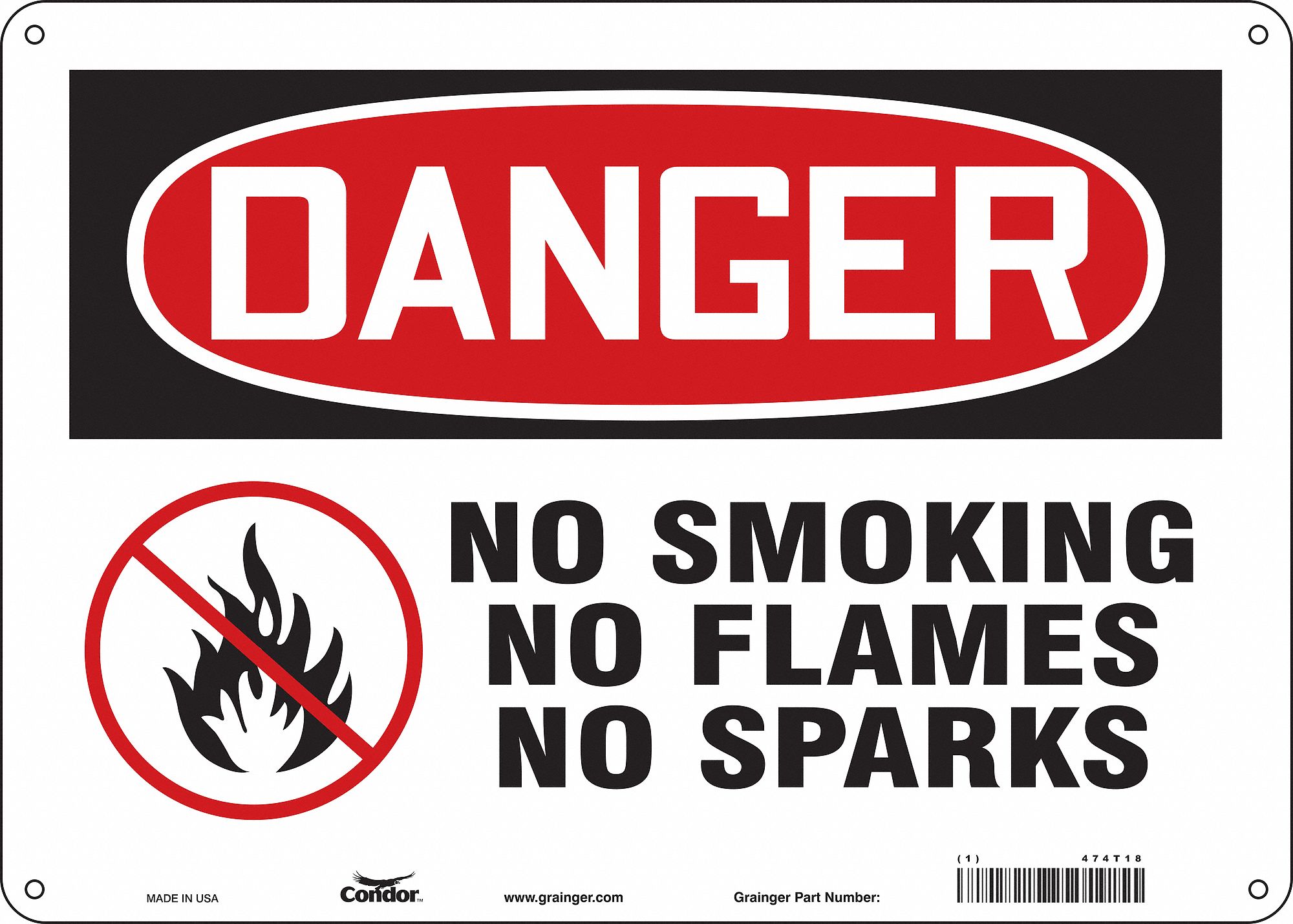 Safety Sign: Aluminum, Mounting Holes Sign Mounting, 10 in x 14 in Nominal Sign Size, 0.032 in Thick