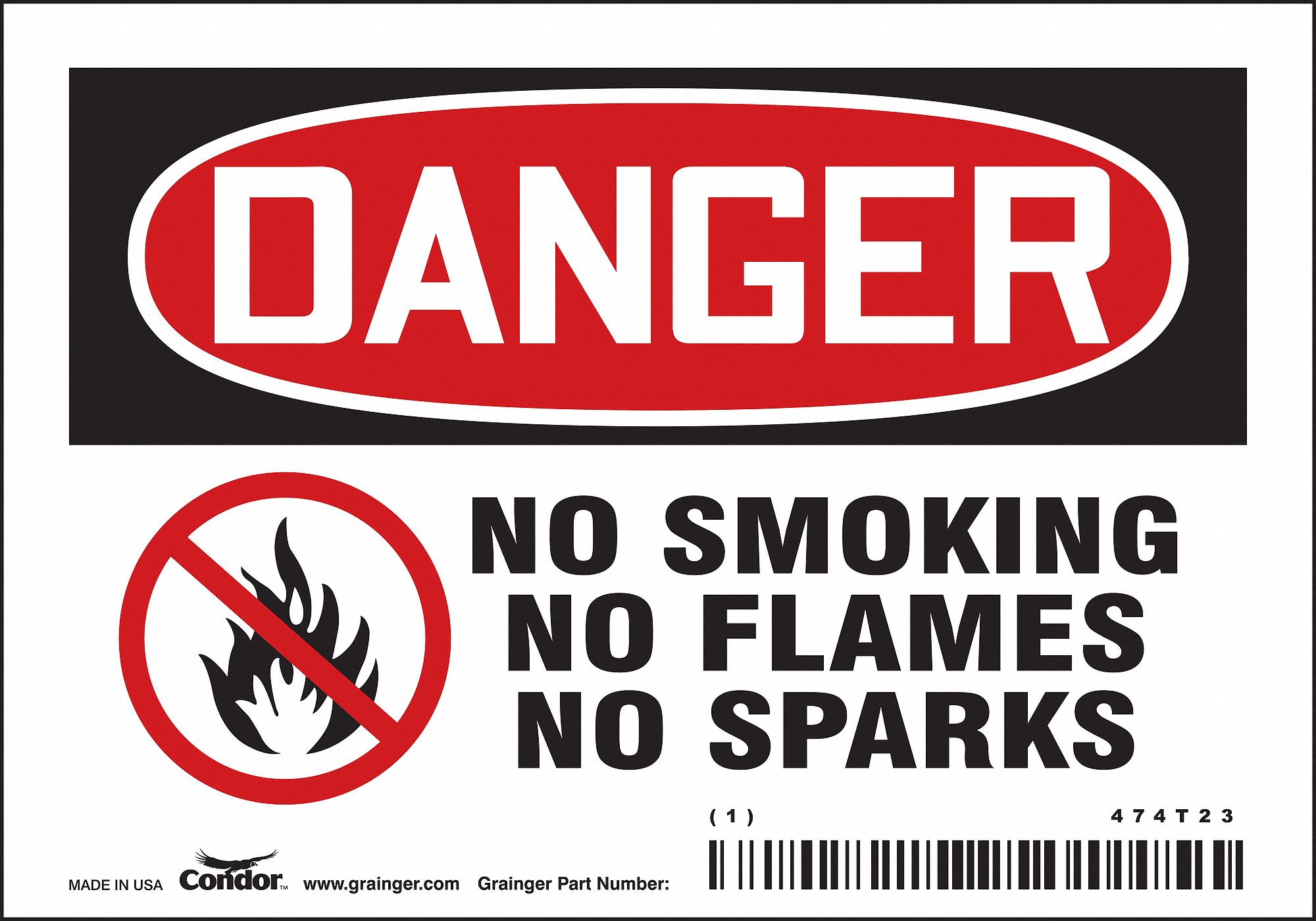 Safety Sign: Vinyl, Adhesive Sign Mounting, 3 1/2 in x 5 in Nominal Sign Size, Not Retroreflective