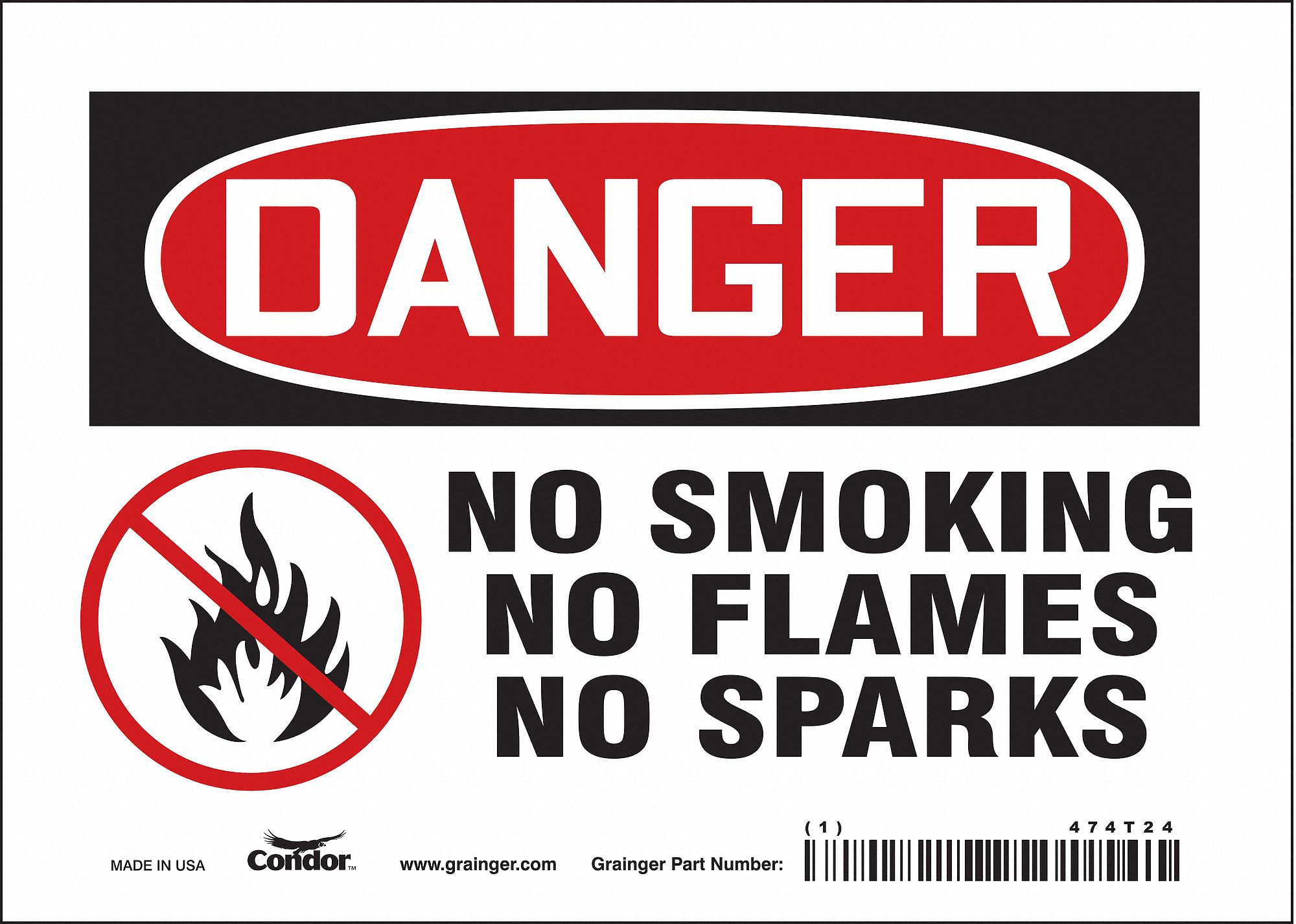 Safety Sign: Vinyl, Adhesive Sign Mounting, 5 in x 7 in Nominal Sign Size, Not Retroreflective