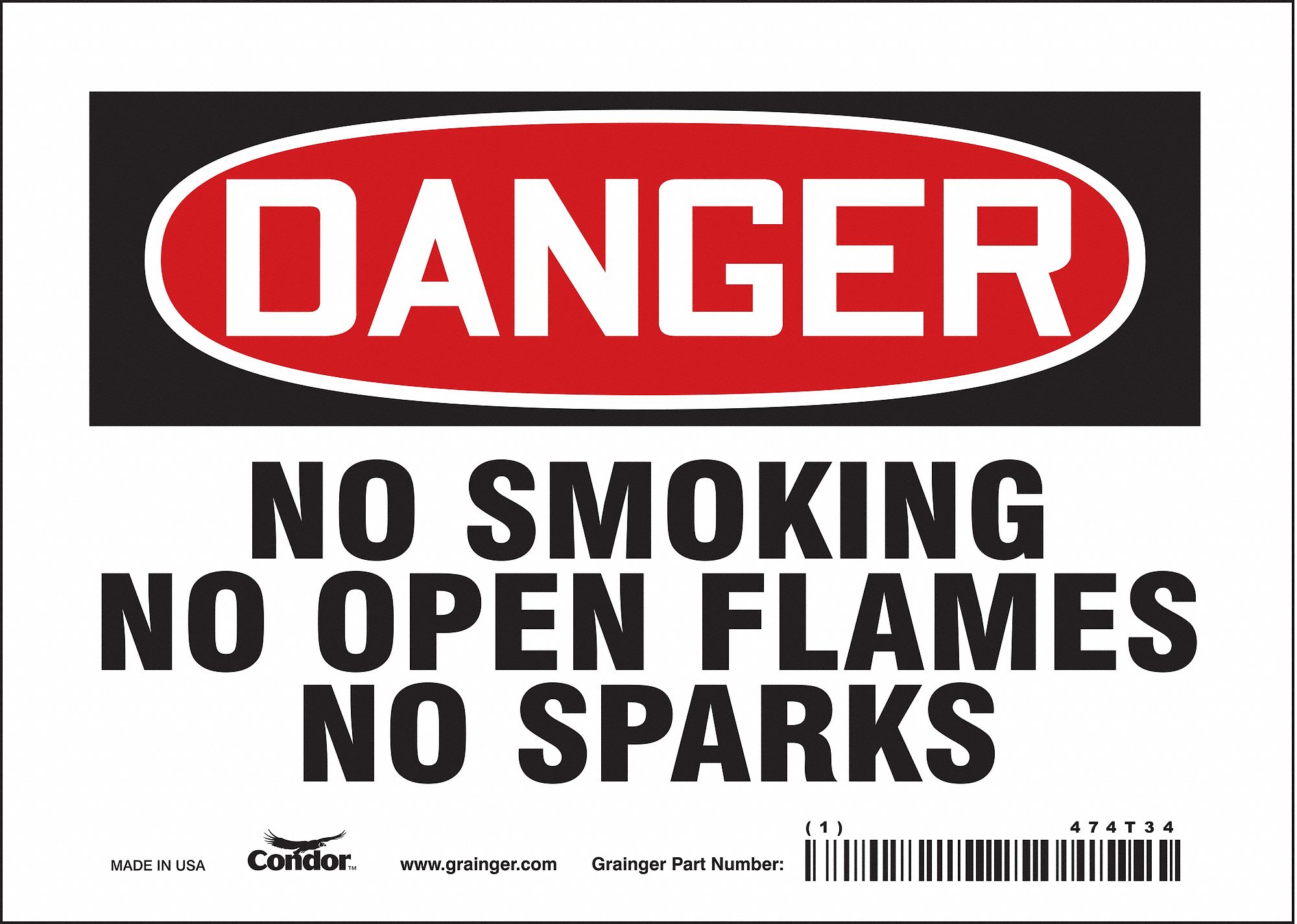 Safety Sign: Vinyl, Adhesive Sign Mounting, 5 in x 7 in Nominal Sign Size, Not Retroreflective