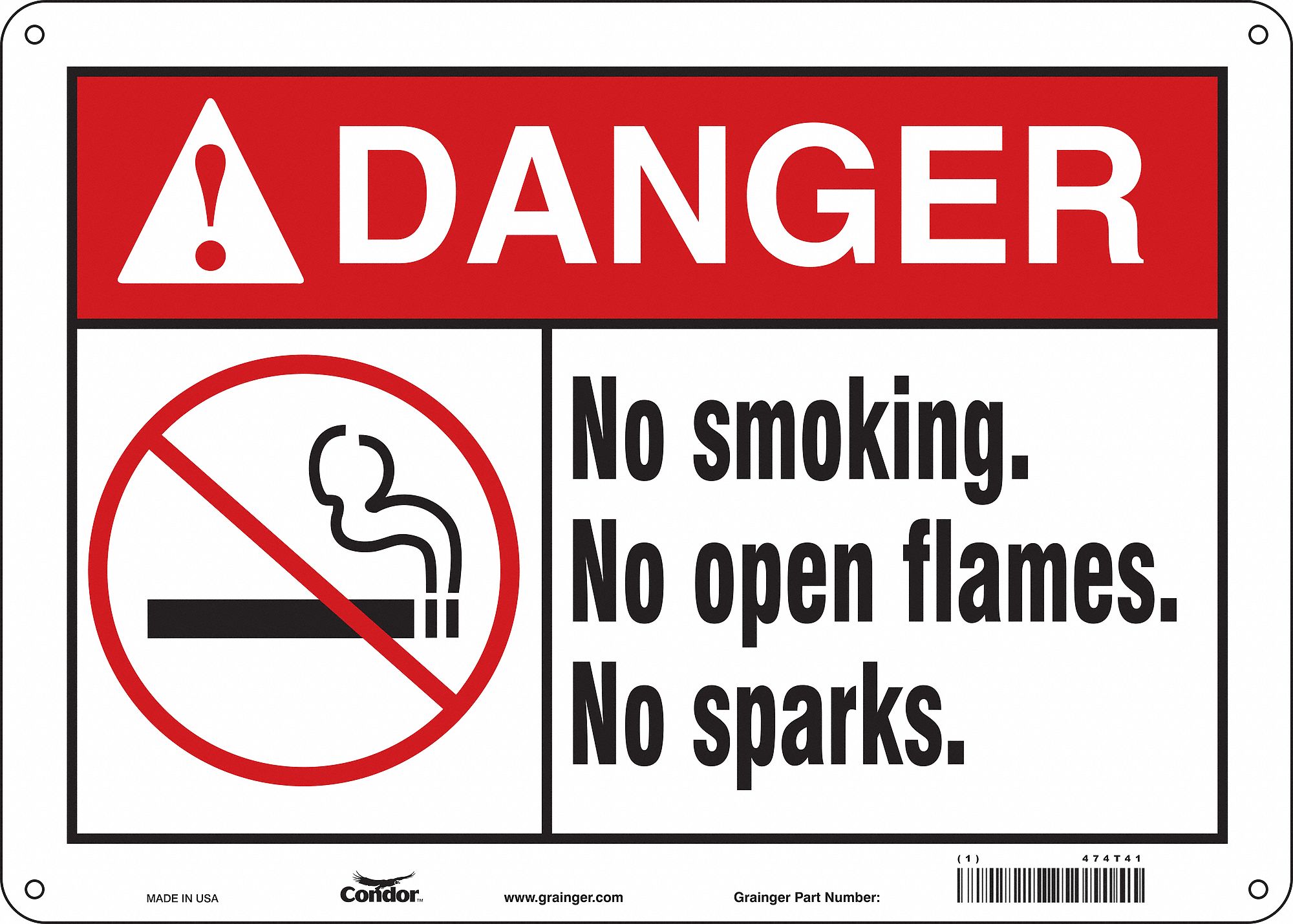 Safety Sign: Polyethylene, Mounting Holes Sign Mounting, 10 in x 14 in Nominal Sign Size
