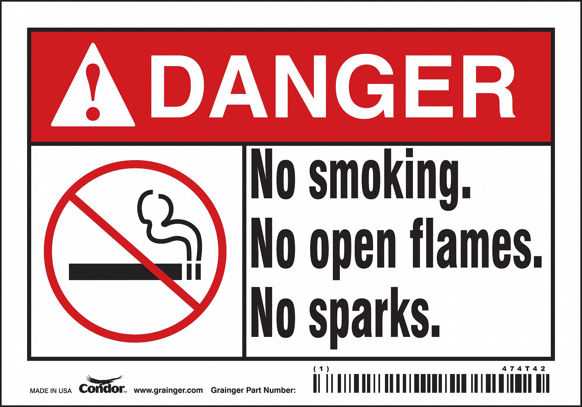 Safety Sign: Vinyl, Adhesive Sign Mounting, 3 1/2 in x 5 in Nominal Sign Size, Not Retroreflective