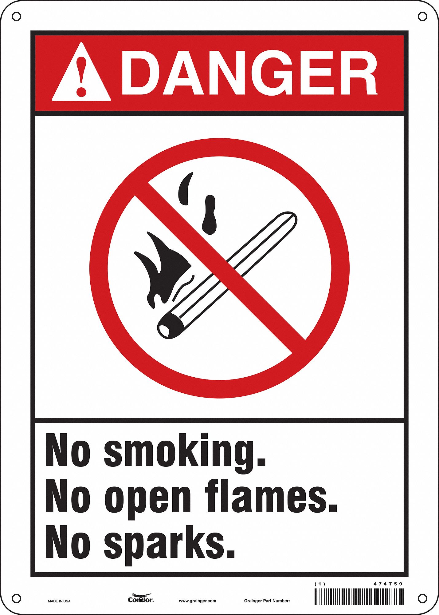 Safety Sign: Polyethylene, Mounting Holes Sign Mounting, 14 in x 10 in Nominal Sign Size