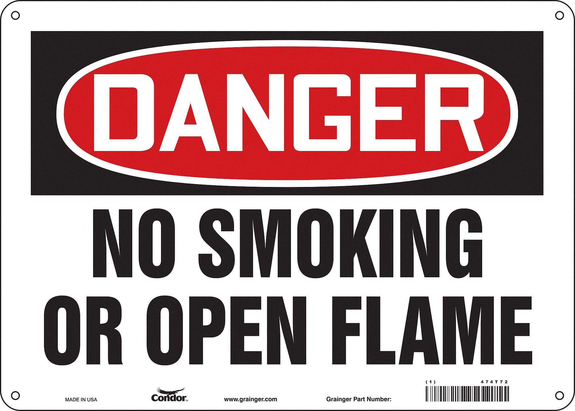 Safety Sign: Polyethylene, Mounting Holes Sign Mounting, 10 in x 14 in Nominal Sign Size