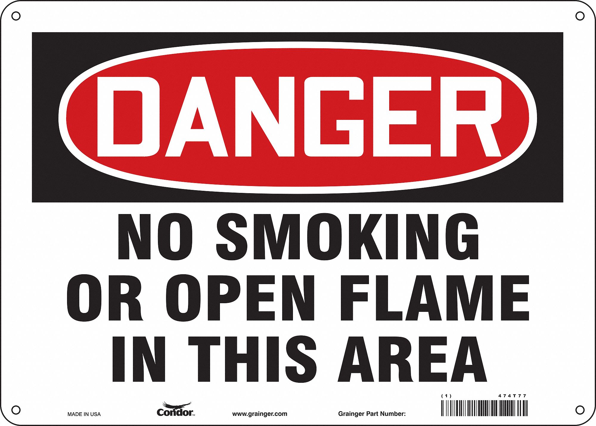 Safety Sign: Aluminum, Mounting Holes Sign Mounting, 10 in x 14 in Nominal Sign Size, 0.032 in Thick