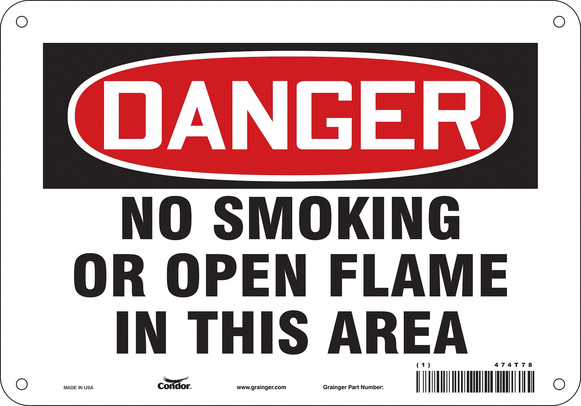 Safety Sign: Polyethylene, Mounting Holes Sign Mounting, 7 in x 10 in Nominal Sign Size