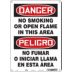 Danger/Peligro: No Smoking Or Open Flame In This Area/No Fumar O Iniciar Llama En Esta Area Signs