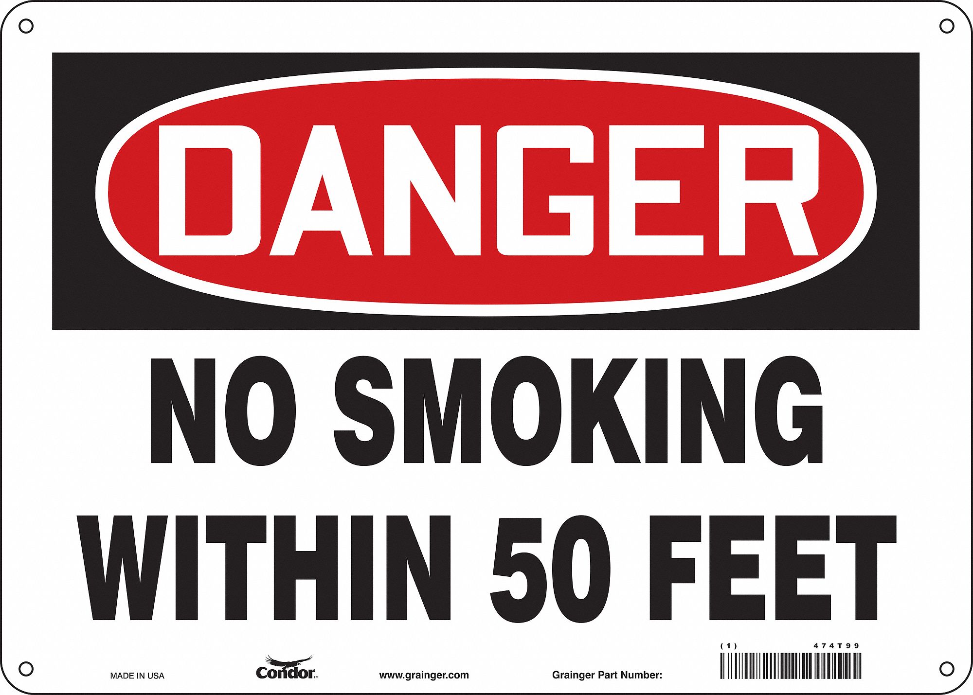 Safety Sign: Aluminum, Mounting Holes Sign Mounting, 10 in x 14 in Nominal Sign Size, 0.032 in Thick