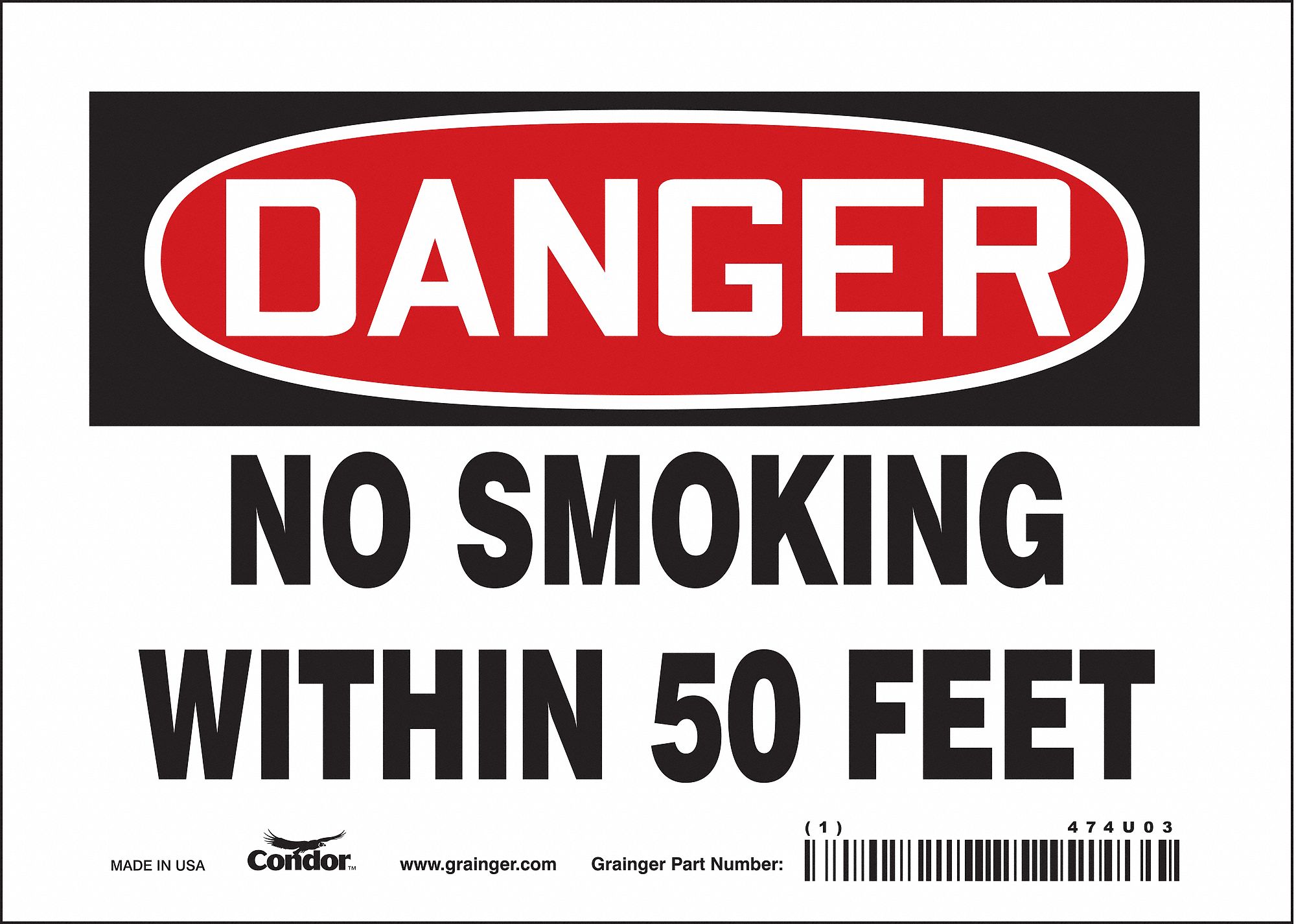 Safety Sign: Vinyl, Adhesive Sign Mounting, 5 in x 7 in Nominal Sign Size, Not Retroreflective