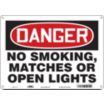 Danger: No Smoking, Matches Or Open Lights Signs