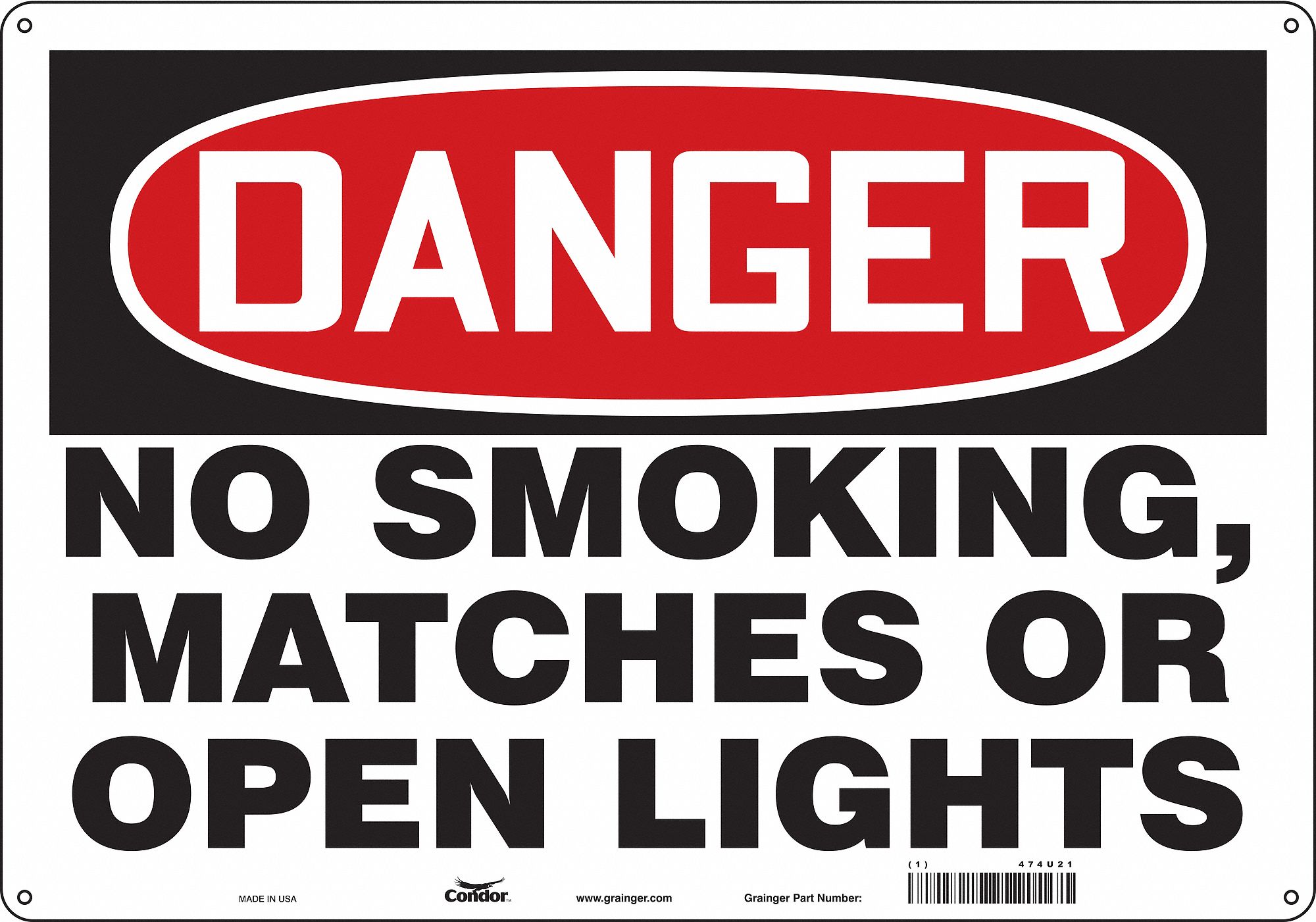 Safety Sign: Aluminum, Mounting Holes Sign Mounting, 14 in x 20 in Nominal Sign Size, 0.032 in Thick